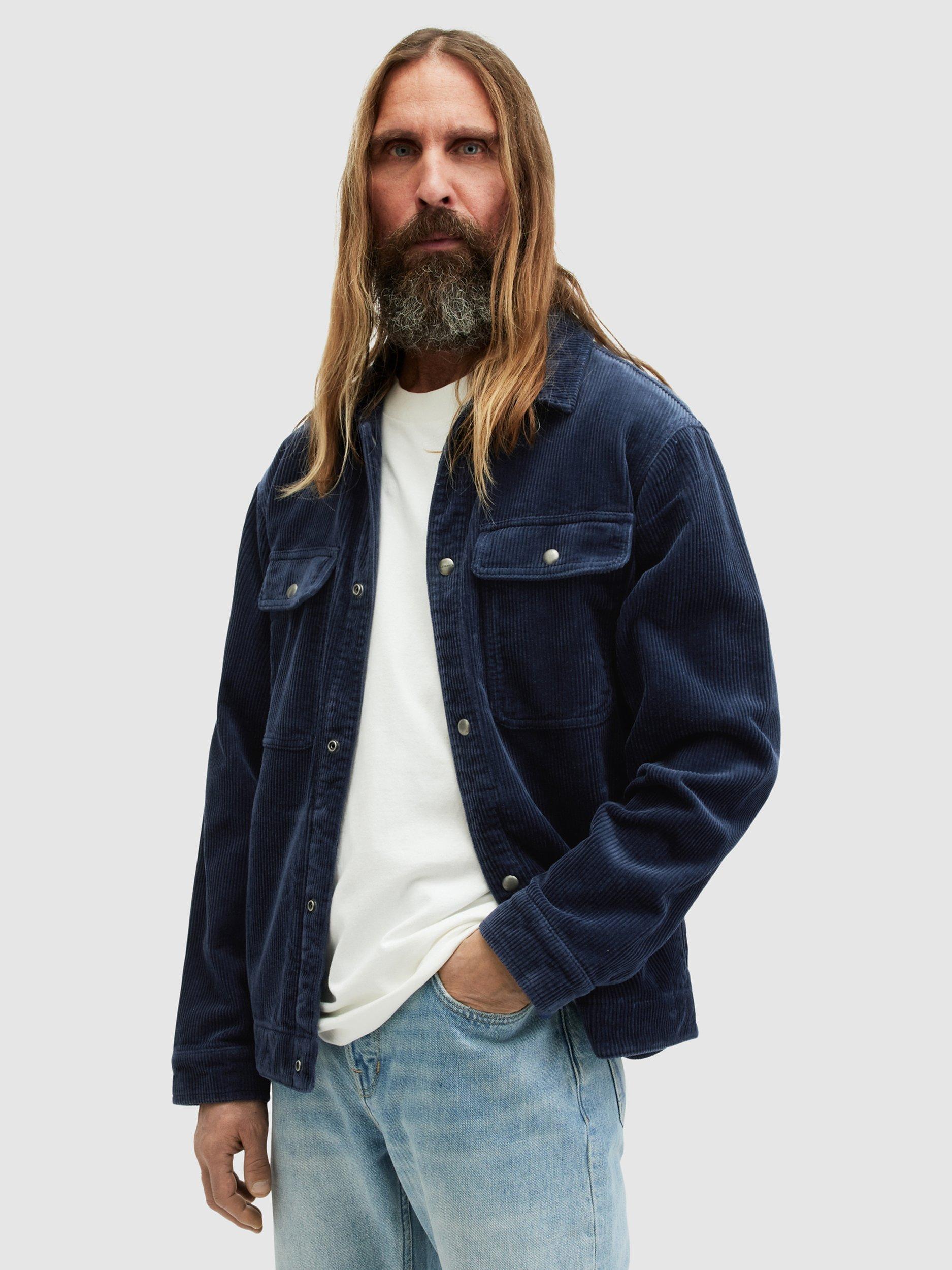 AllSaints Castleford Long Sleeve Shacket, Starry Blue