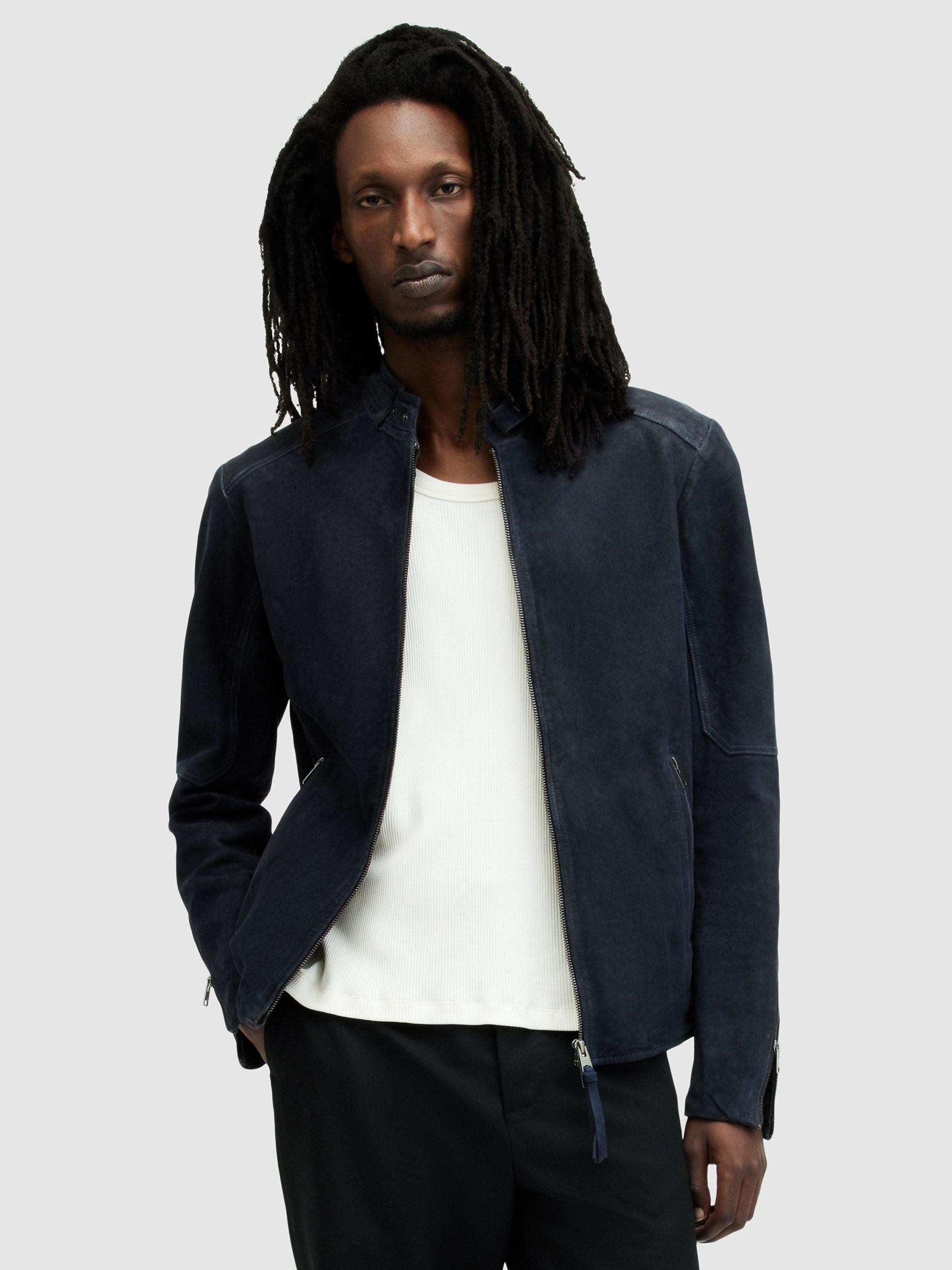 AllSaints Cora Leather Jacket, Blue
