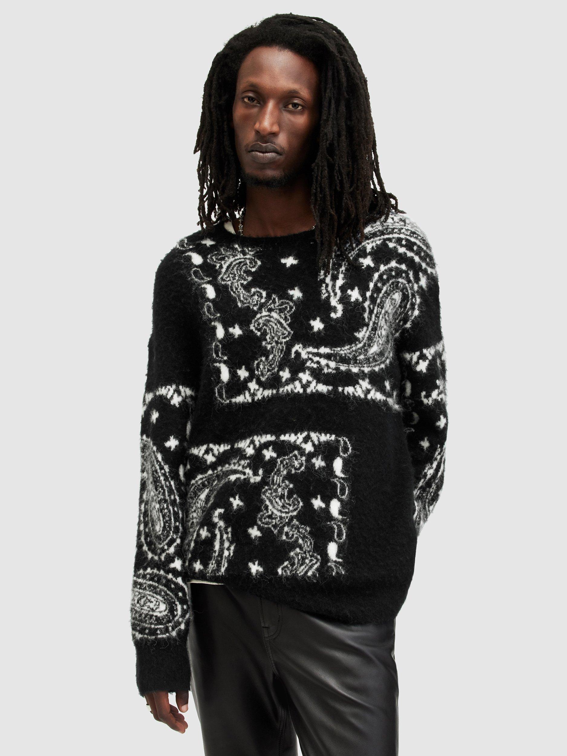 AllSaints Bandana Wool Blend Jumper, Black/White
