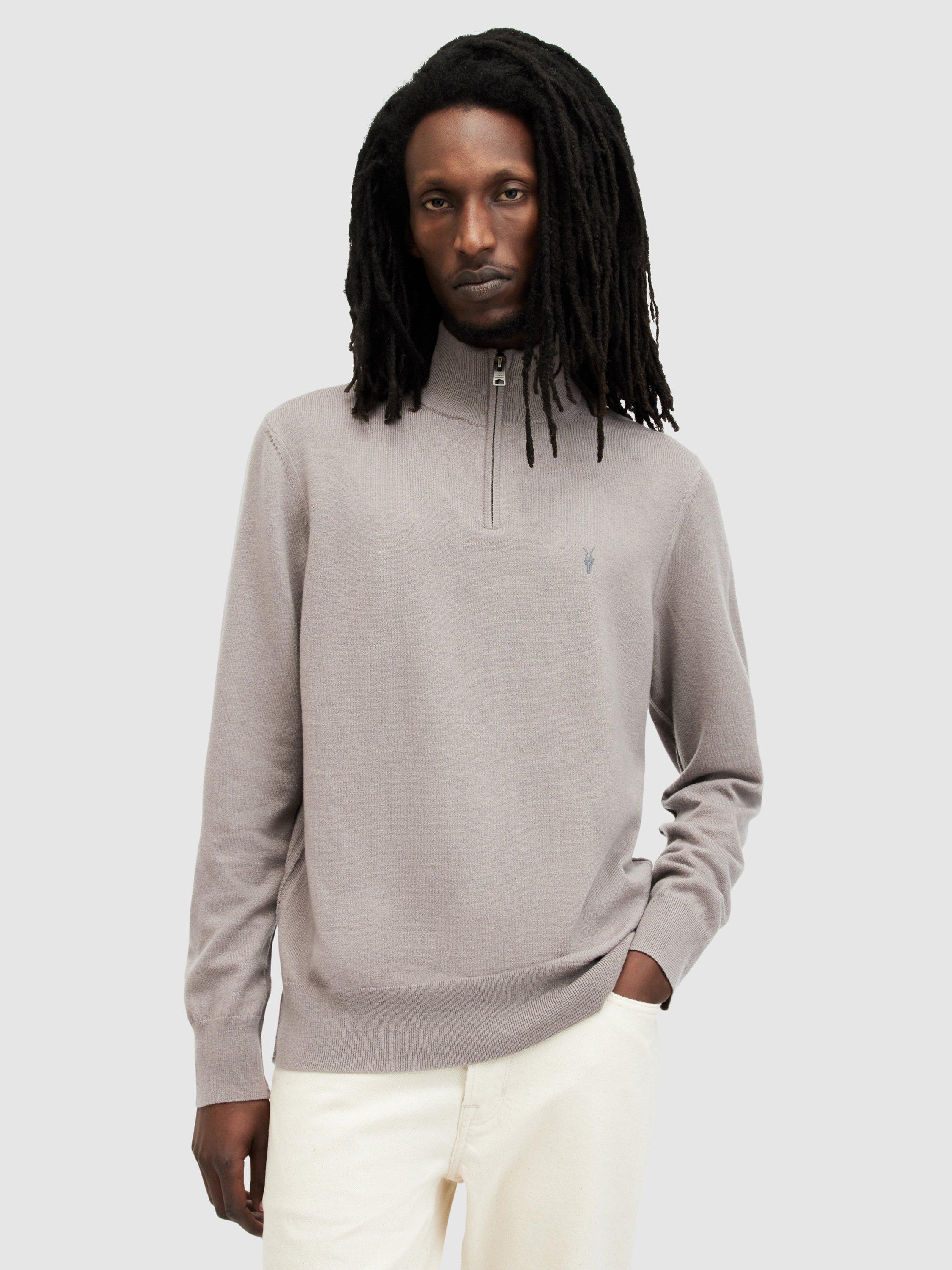 AllSaints Kilburn Zip Funnel Jumper, Chestnut Taupe