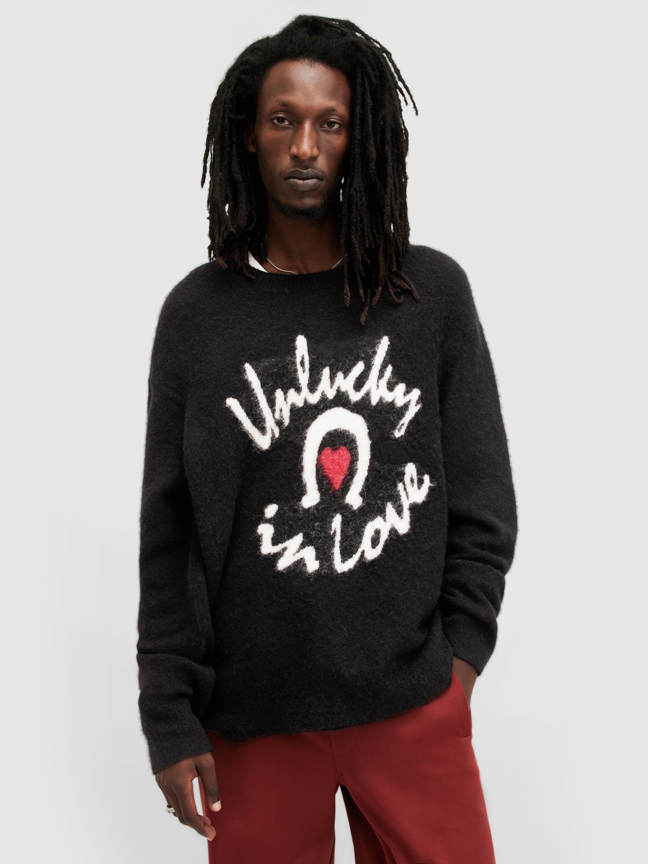 AllSaints Lucky Love Crew Jumper, Black/Multi