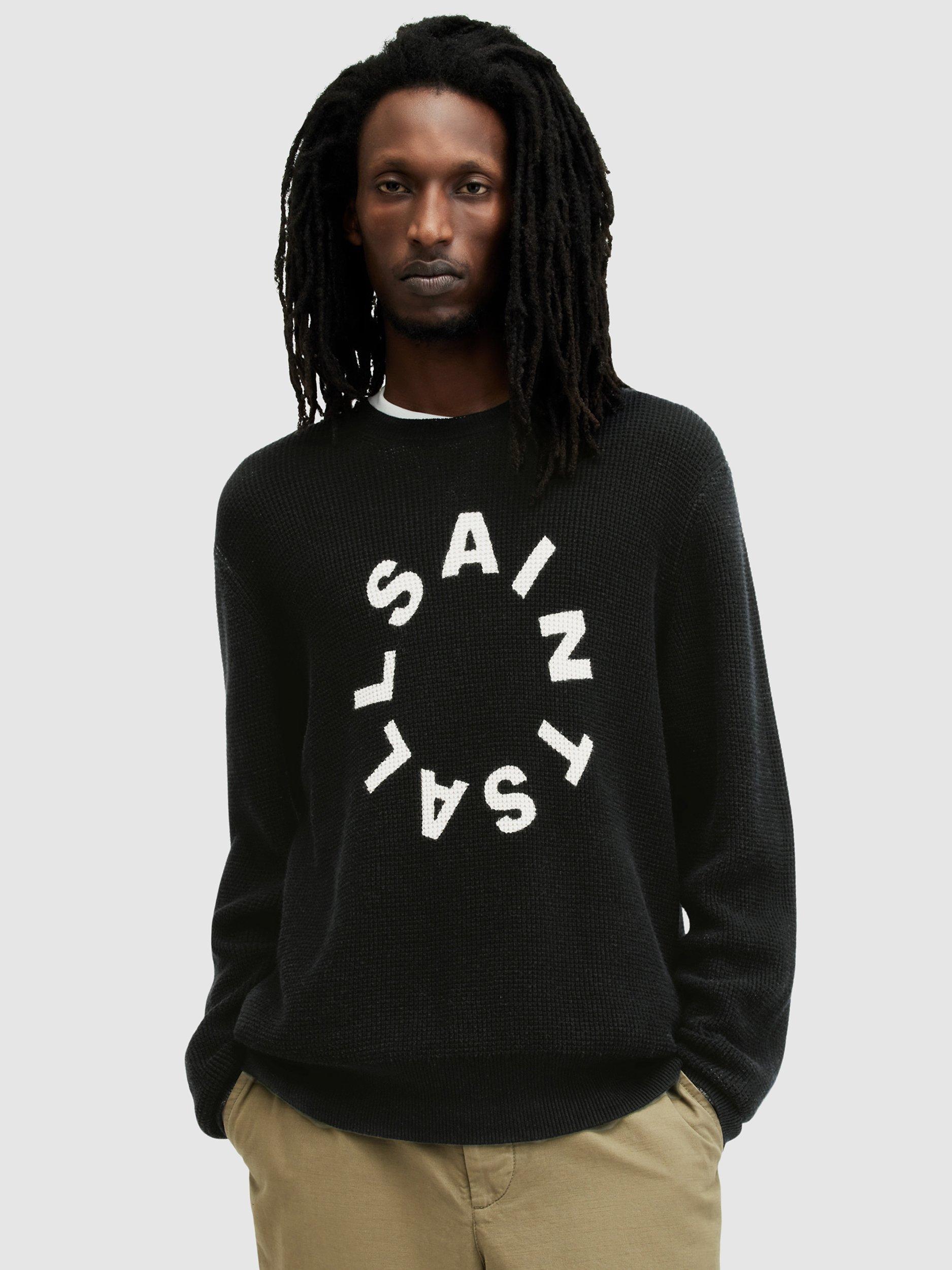AllSaints Petra Reversible Crew Jumper, Black/White
