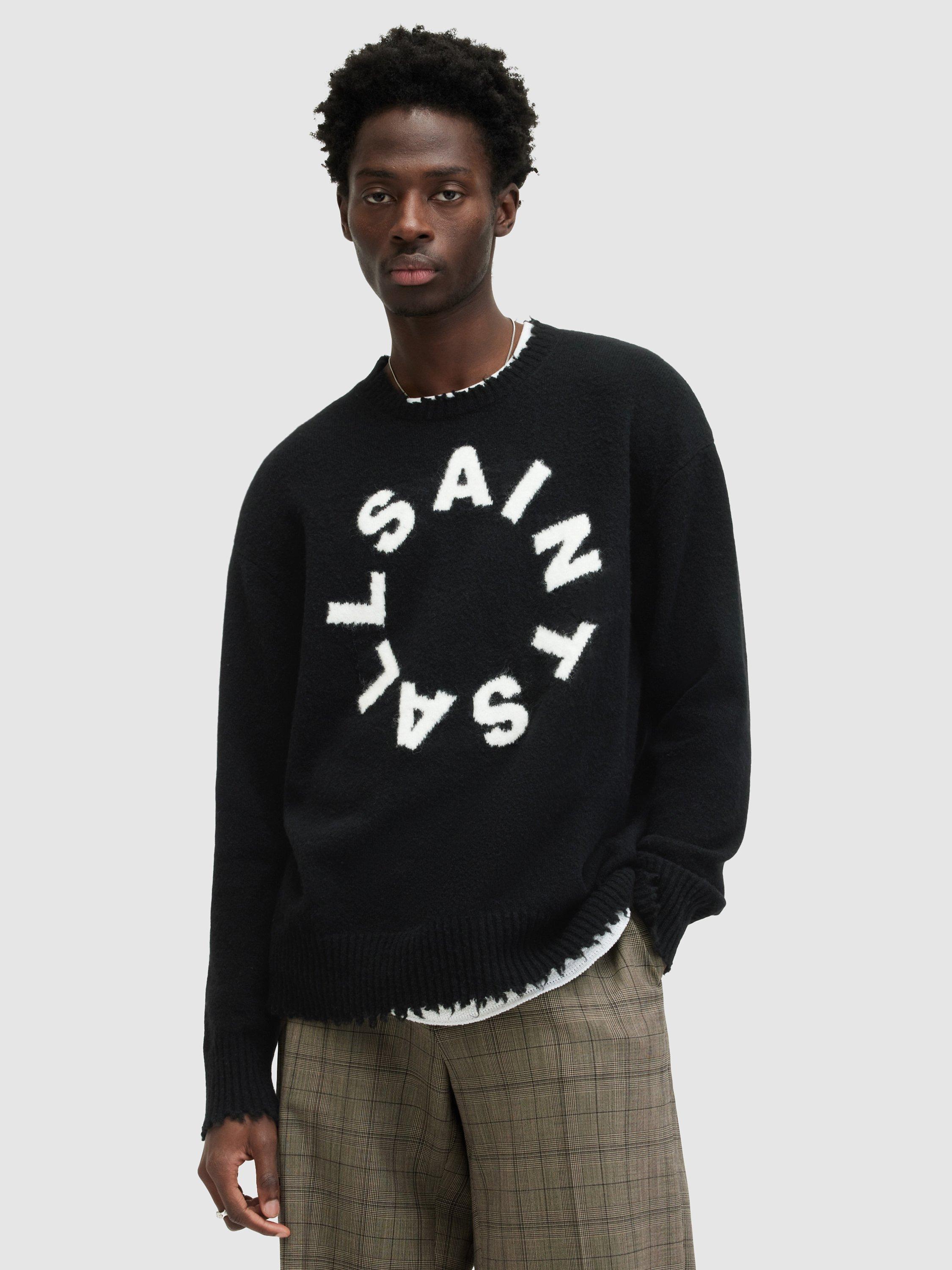 AllSaints Tiago Wool Blend Crew Neck Jumper, Black