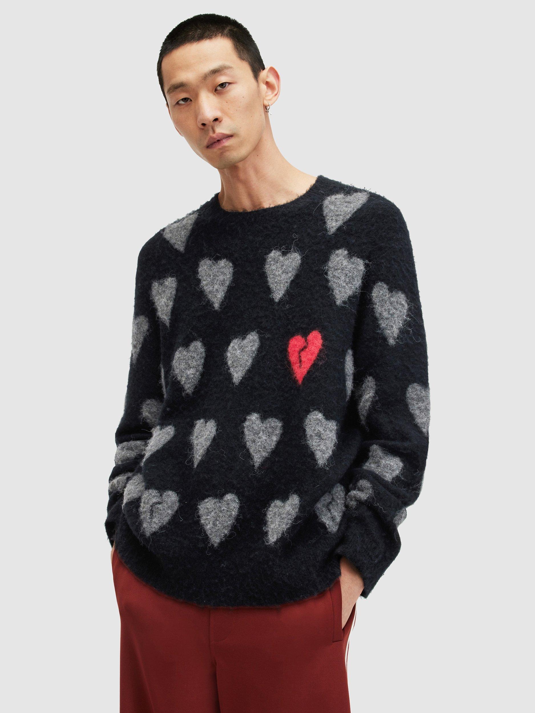 AllSaints Amore Crew Jumper, Black/Grey