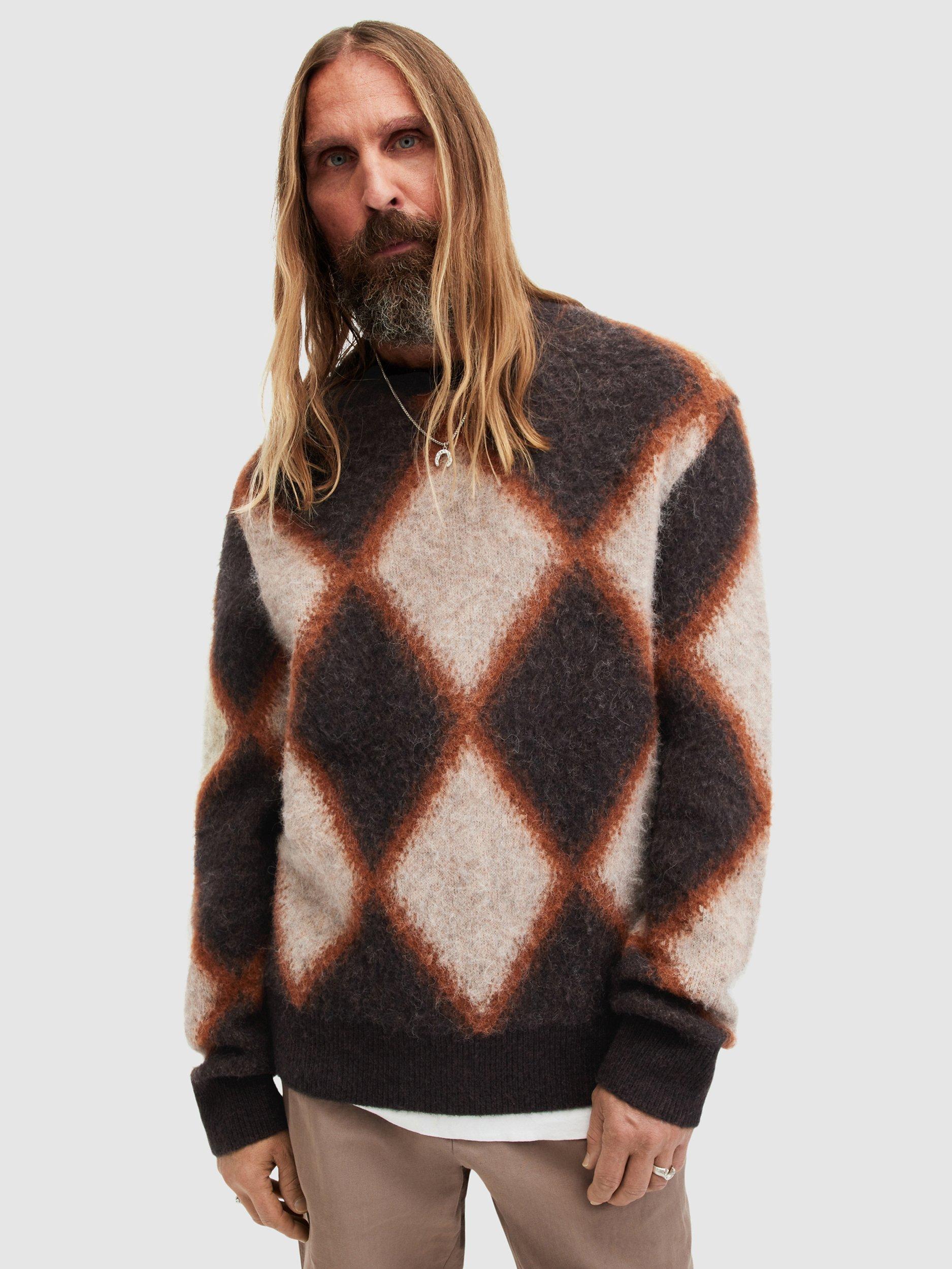 AllSaints Viper Alpaca Blend Crew Neck Jumper, Bitter Brown