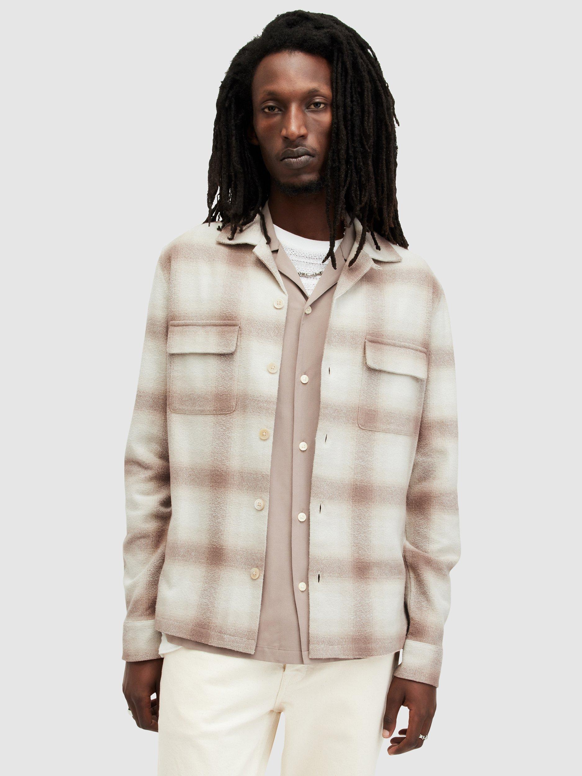 AllSaints Knoll Checked Shirt, Oatmeal Chestnut