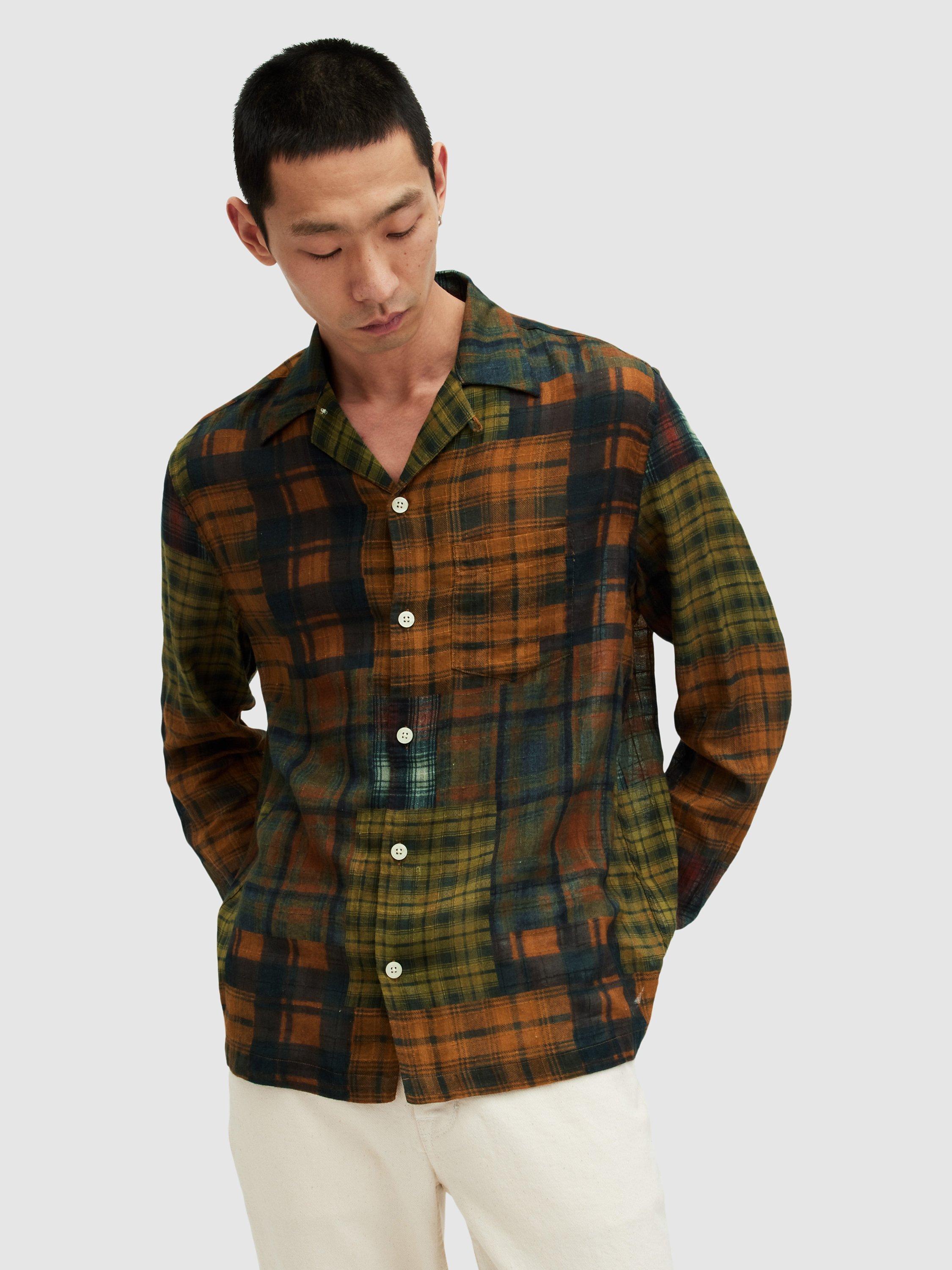AllSaints Carreaux Checked Print Shirt, Simeon Brown