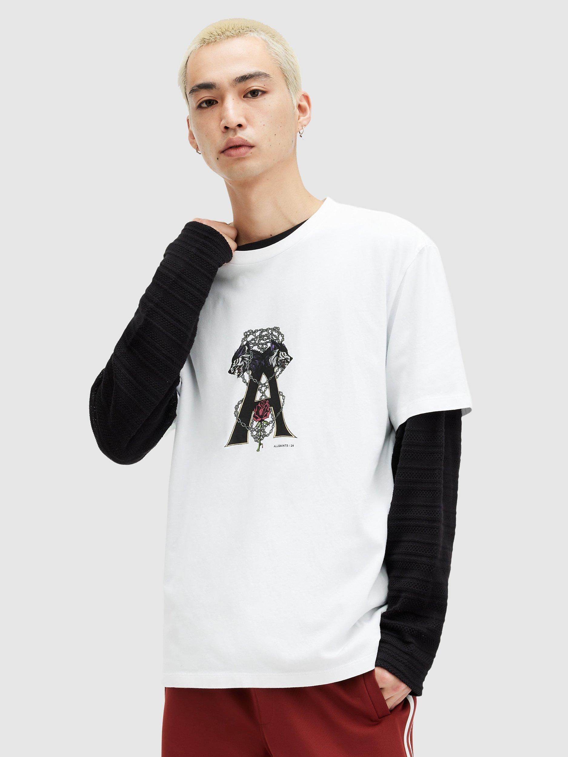 AllSaints Wulfane Organic Cotton T-Shirt, Optic White