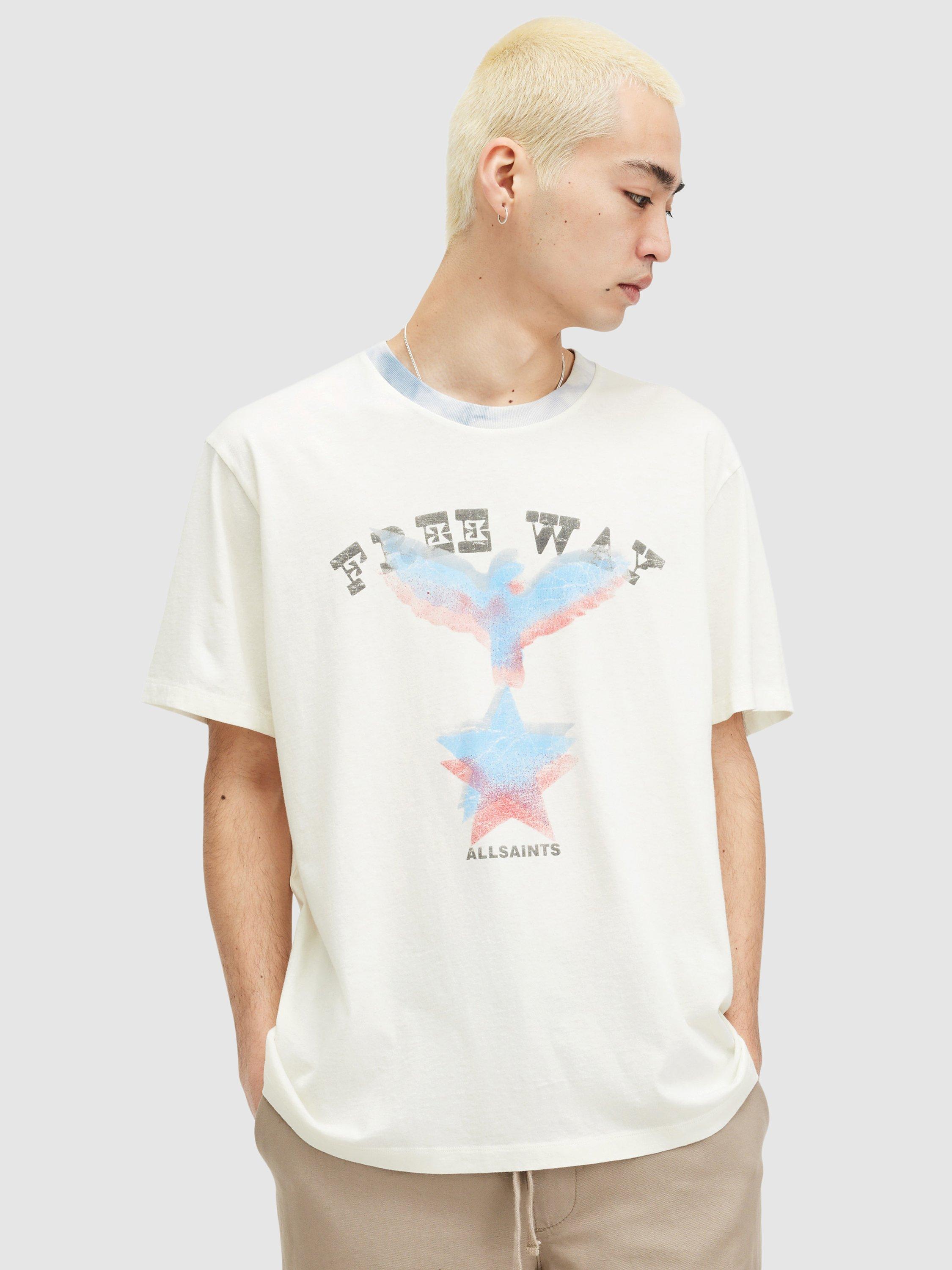AllSaints Indy Organic Cotton Short Sleeve Crew Neck T-Shirt, Cala White