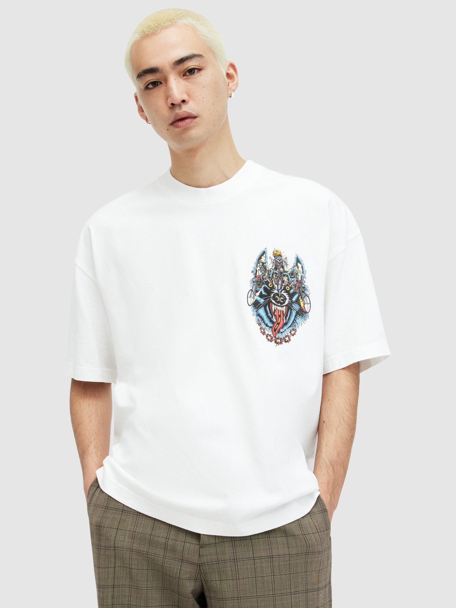 AllSaints Howelrider Organic Cotton Short Sleeve T-Shirt, Optic White
