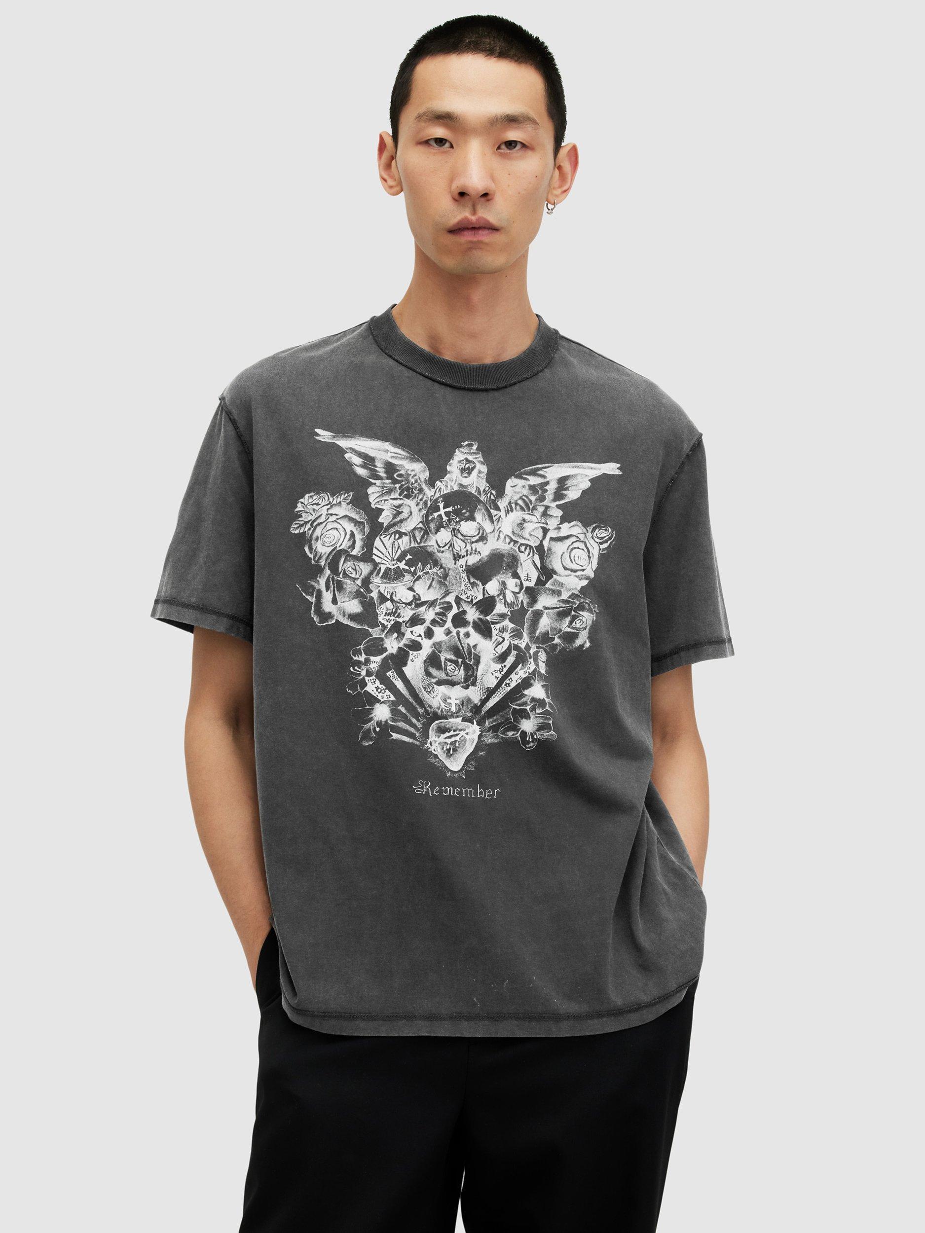 AllSaints Covenant Organic Cotton Short Sleeve T-Shirt, Washed Black