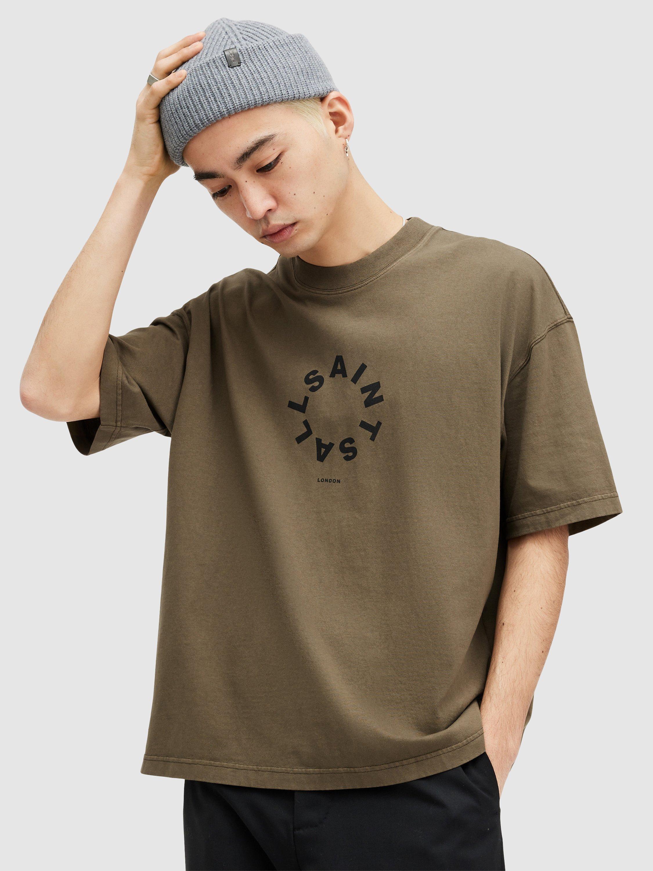 AllSaints Tierra Short Sleeve Crew T-Shirt, Ash Khaki Green