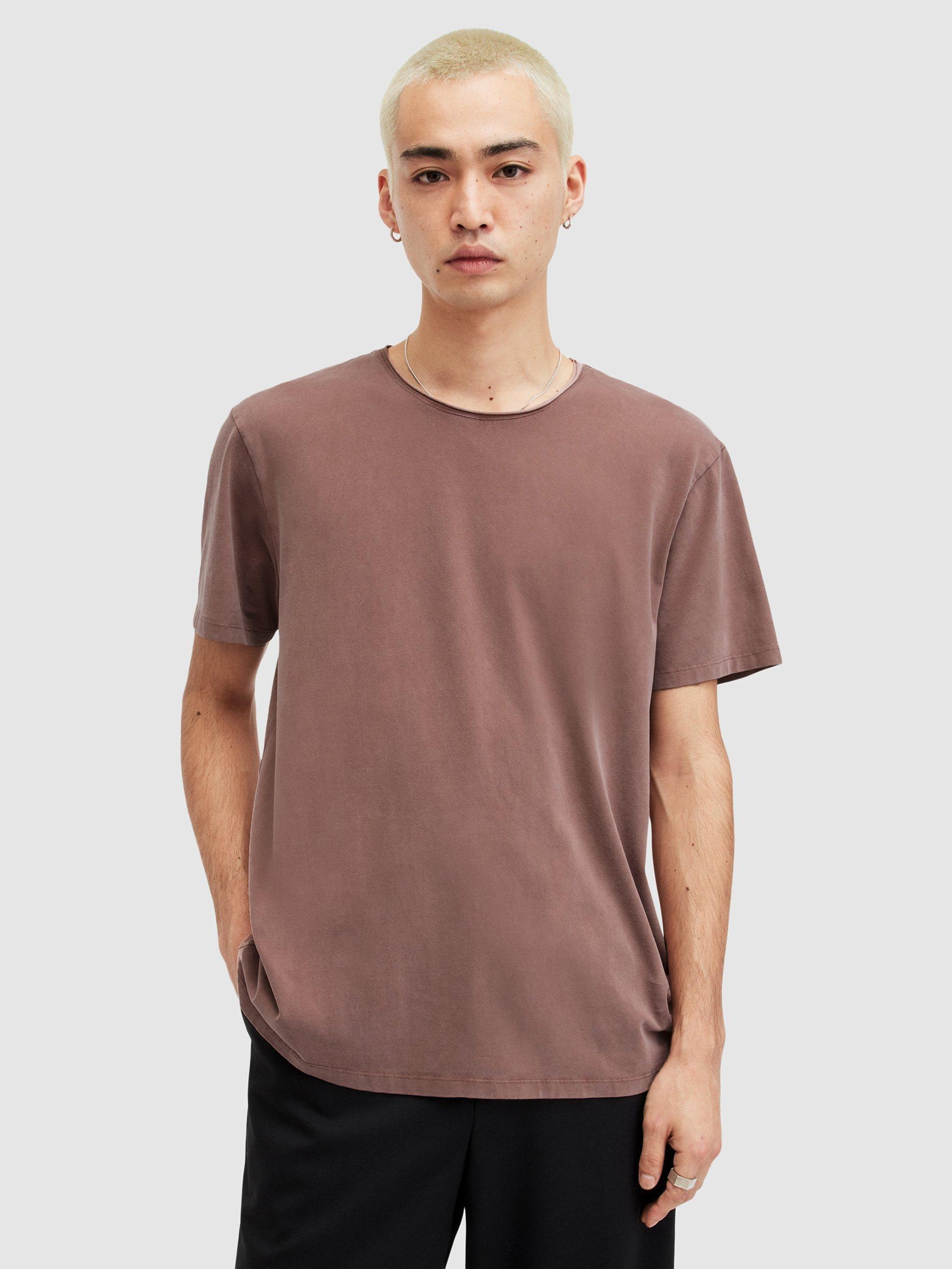 AllSaints Bodega Short Sleeve Organic Cotton T-Shirt, Deep Mauve Purple