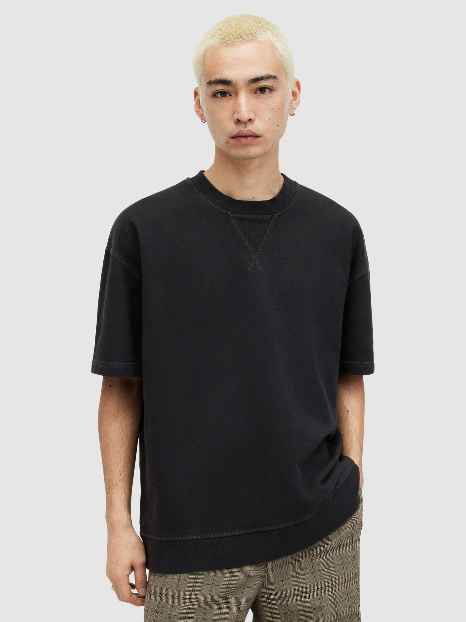 AllSaints Winslow Short Sleeved Top, Washed Black