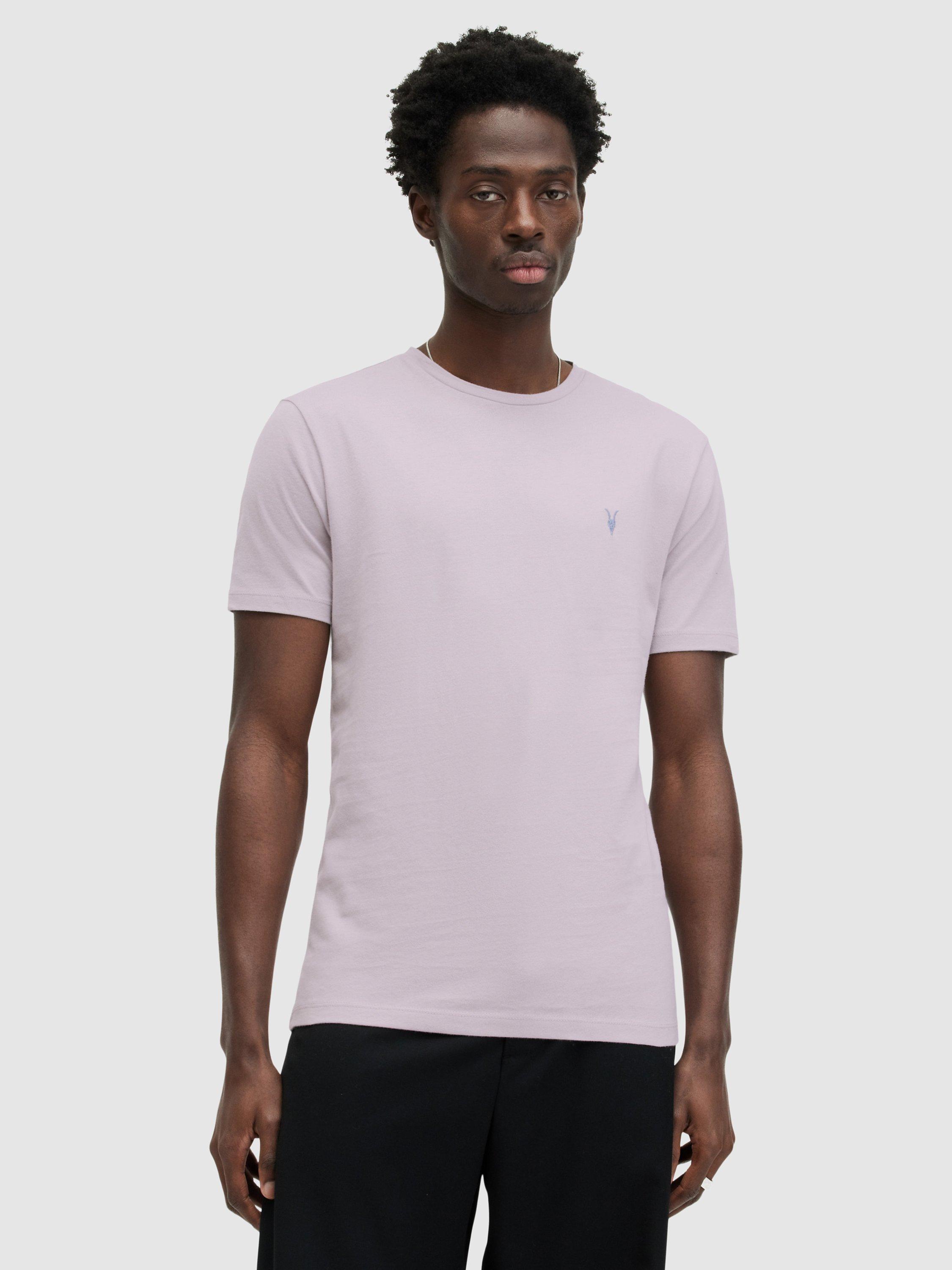 AllSaints Brace Contrast Organic Cotton Short Sleeve T-Shirt, Smokey Lilac