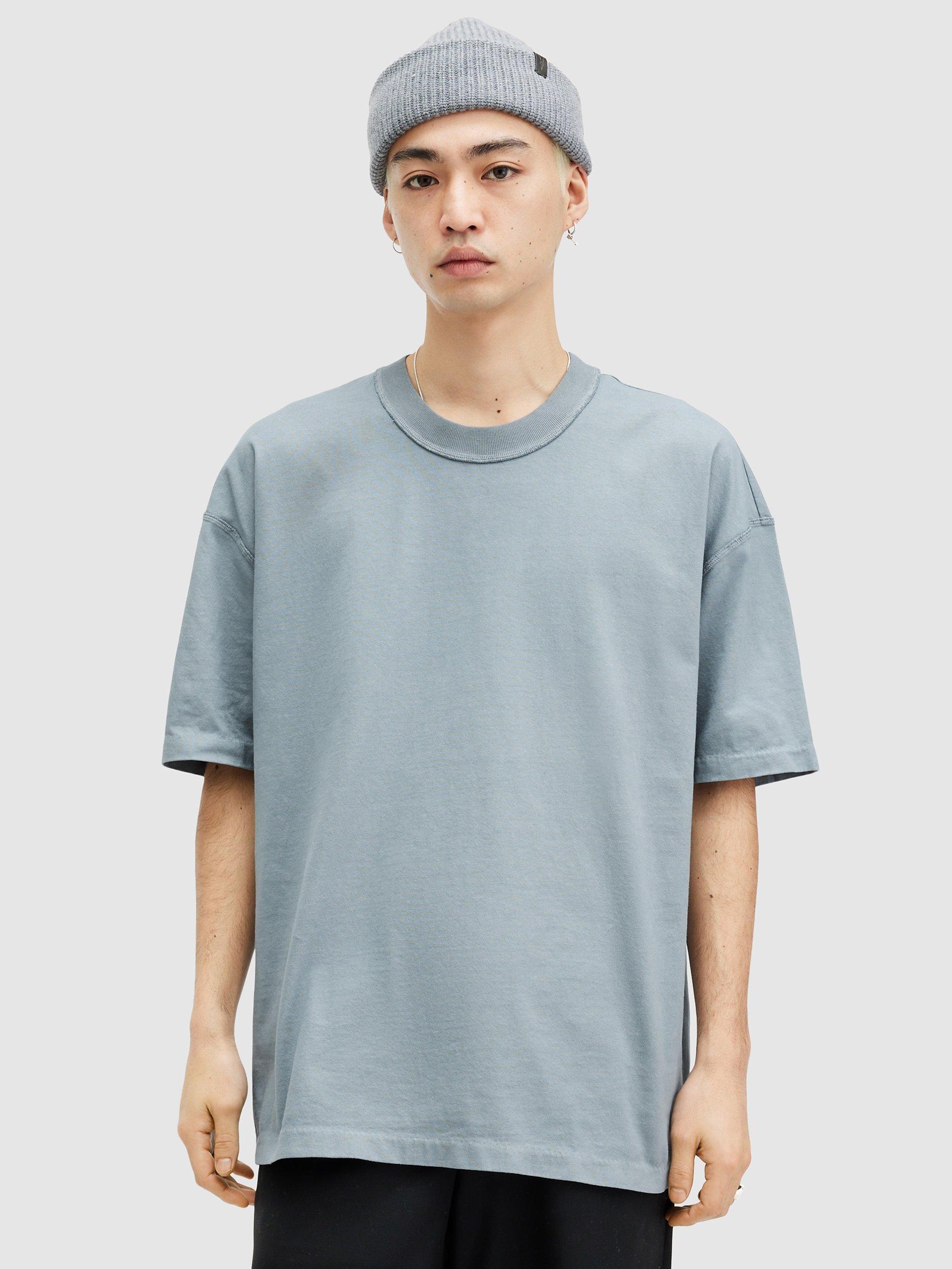 AllSaints Isac Short Sleeve Crew T-Shirt, Dusty Blue
