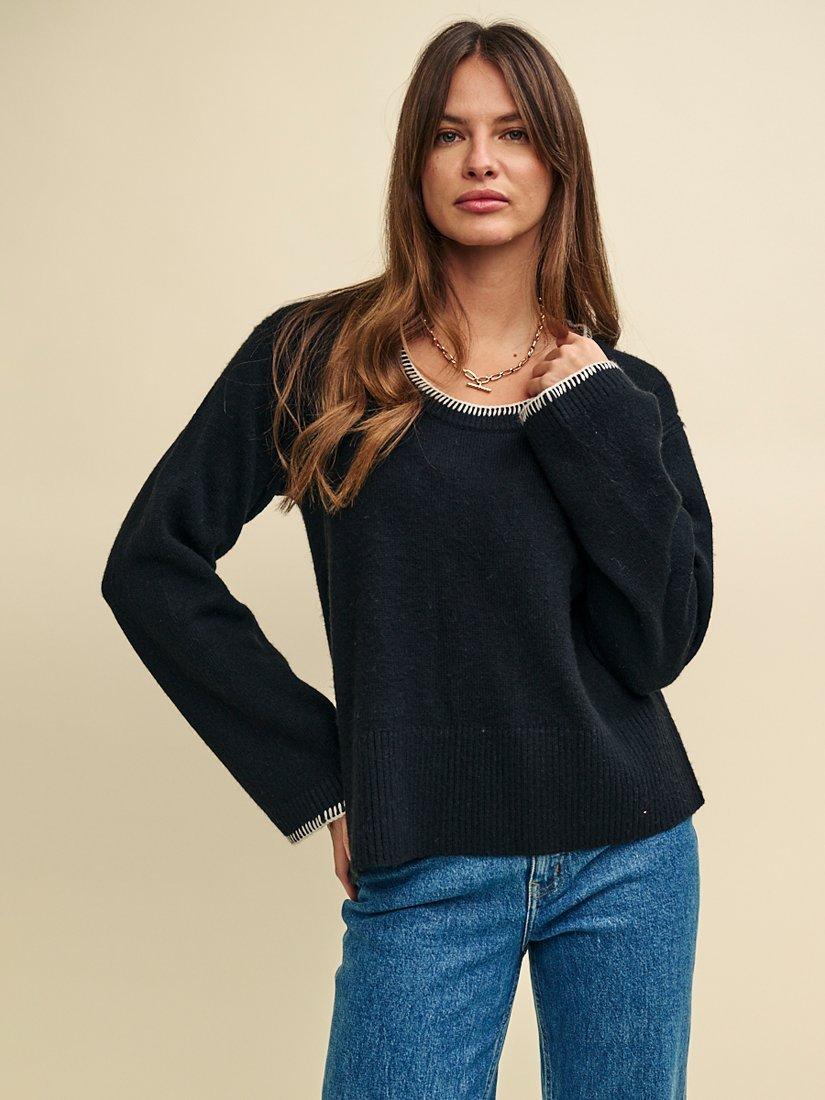 Nobody's Child Whip Stitch Scoop Neck Jumper, Black