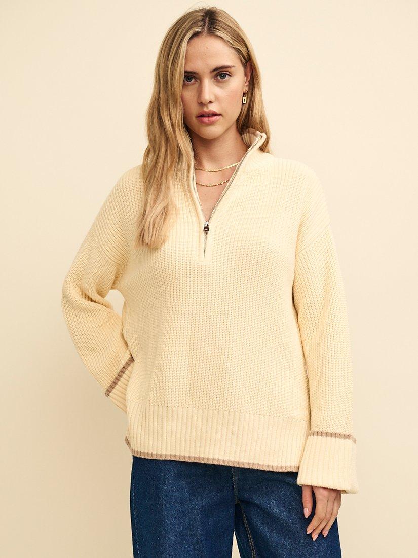 Nobody's Child Half Zip Oversized Jumper, Cream