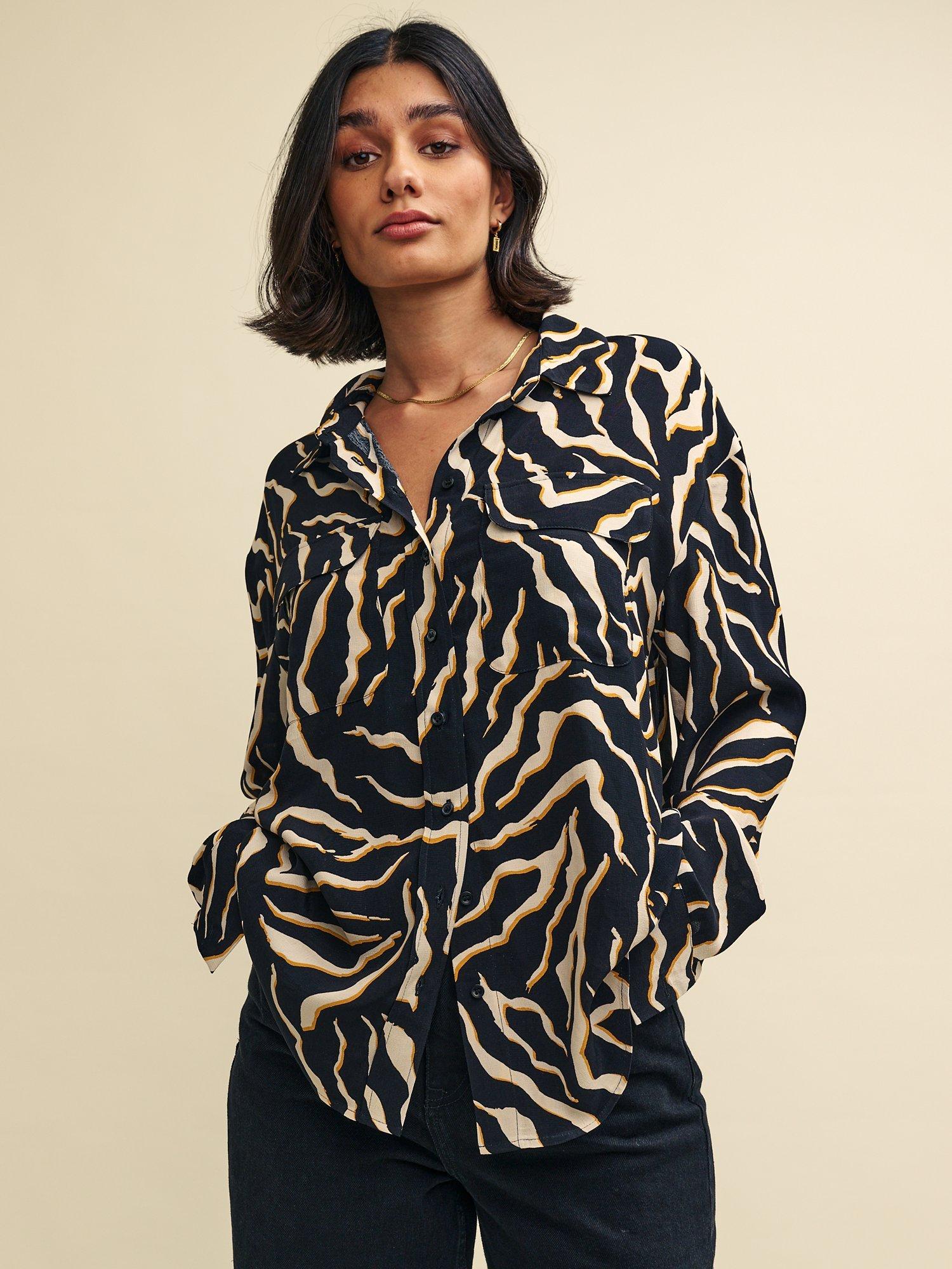 Nobody's Child Una Valentina Zebra Print Shirt, Black/Multi