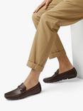 Dune Wide Fit Woven Trim Driver Beacons Loafers, Dark Brown-leather