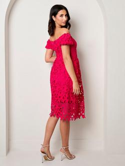 Chi Chi London Lace Bardot Midi Dress - view 2, Pink