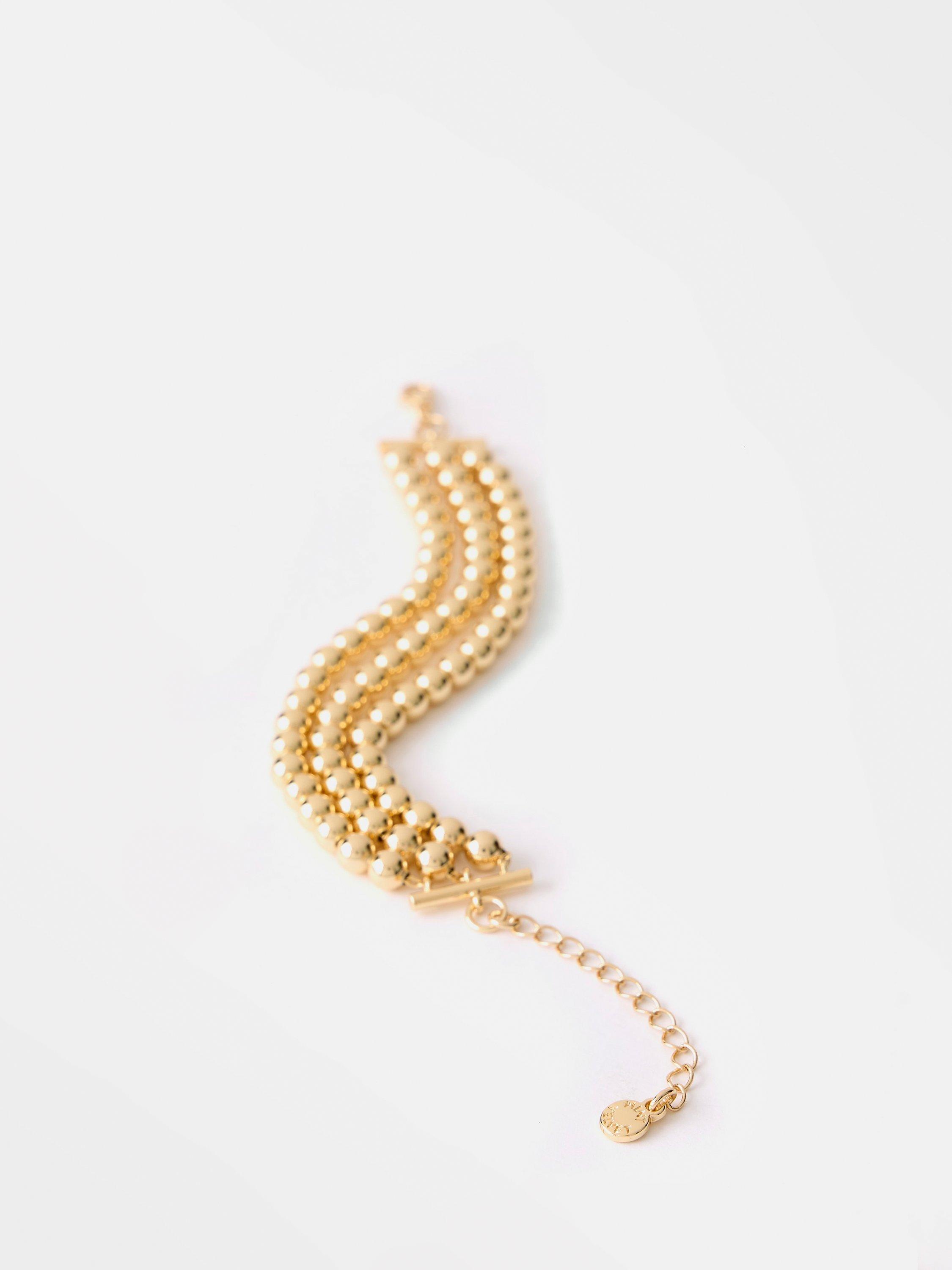 Mint Velvet Triple Strand Beaded Bracelet, Gold, One Size