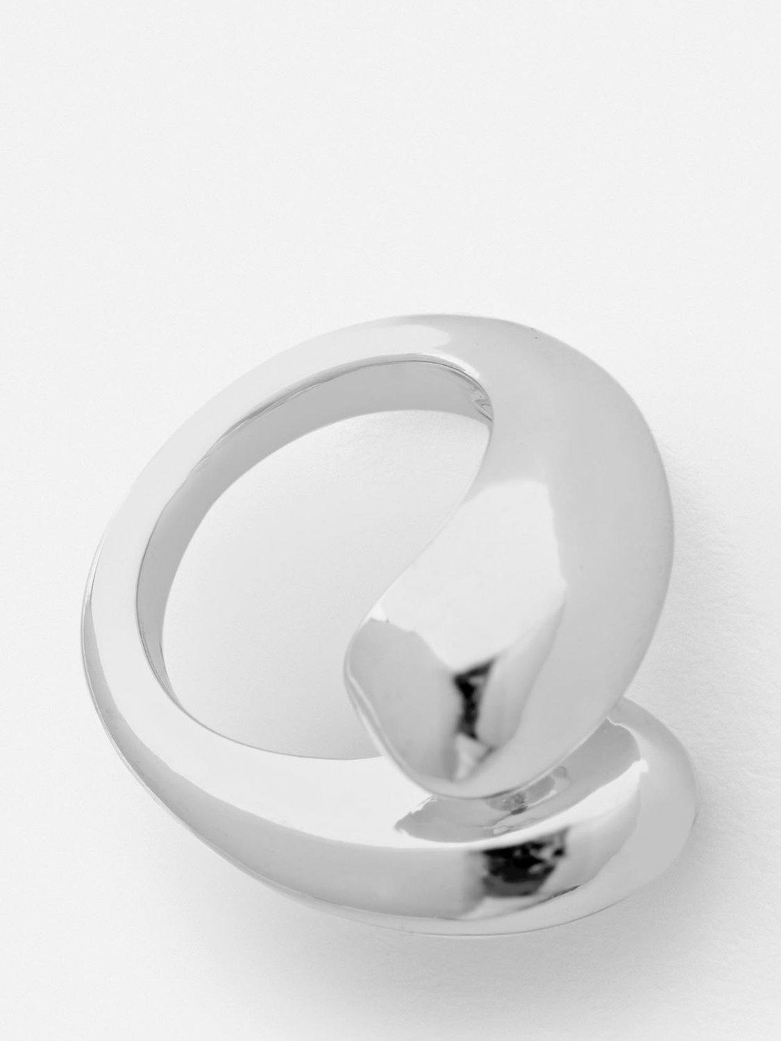 Product image 3 of 4, which shows Mint Velvet Polished Curved Ring, Silver, S-M