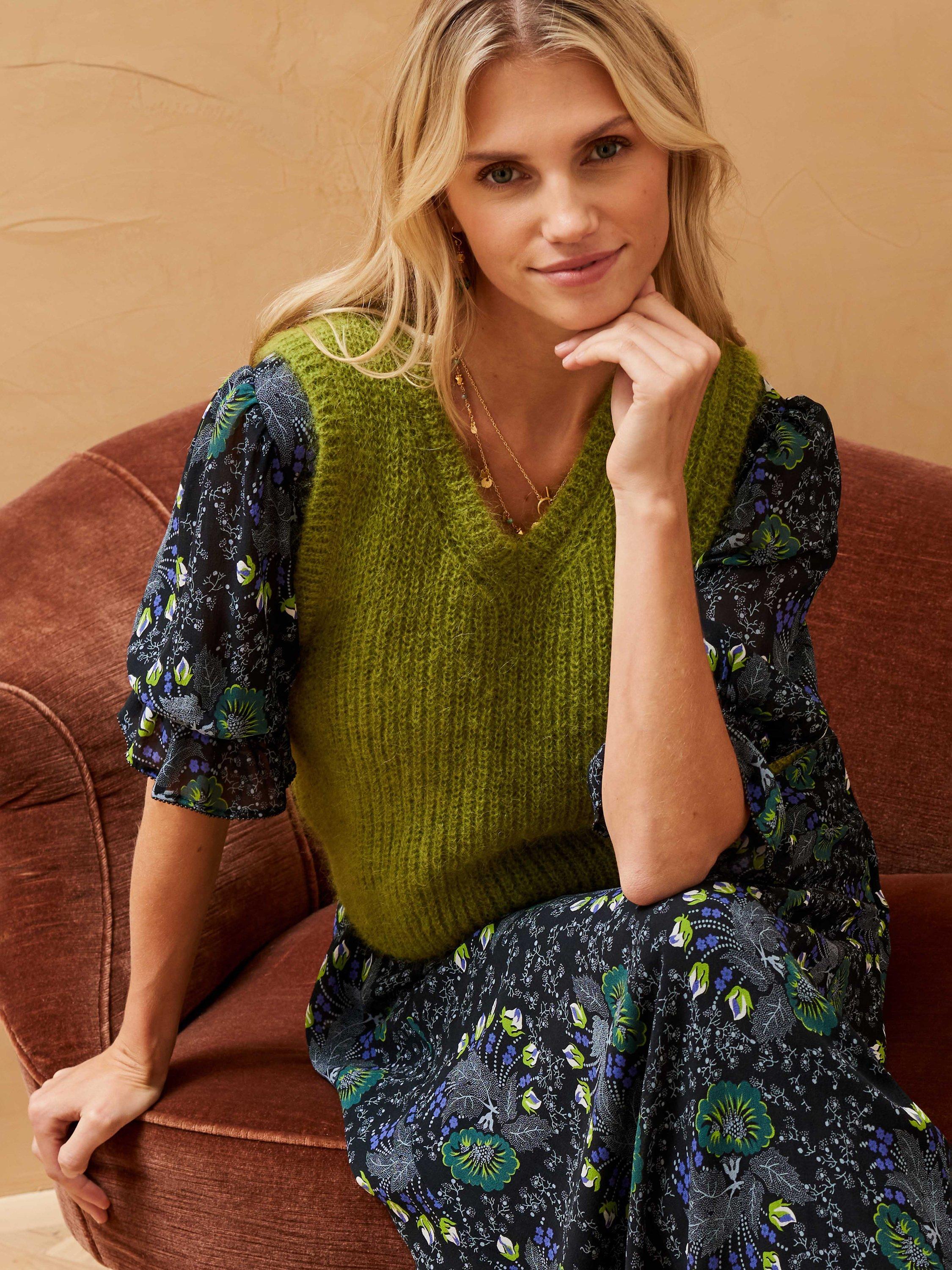 Brora Mohair Blend Tank Top, Fern