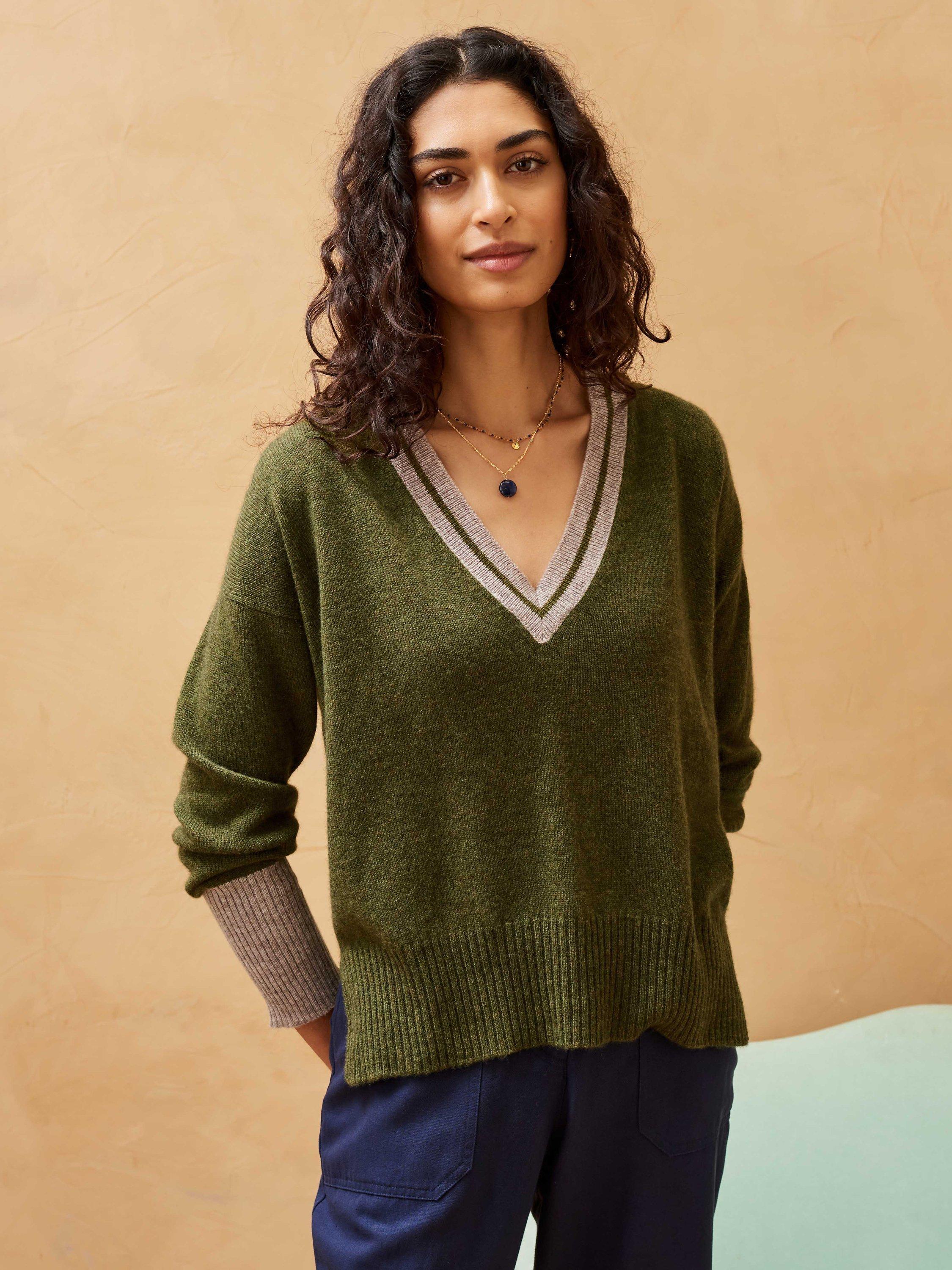 Brora Cashmere Gauzy Jumper, Kelp/Ash