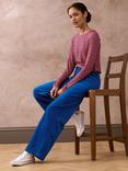 Brora Needlecord Cotton Wide Leg Trousers, Cobalt