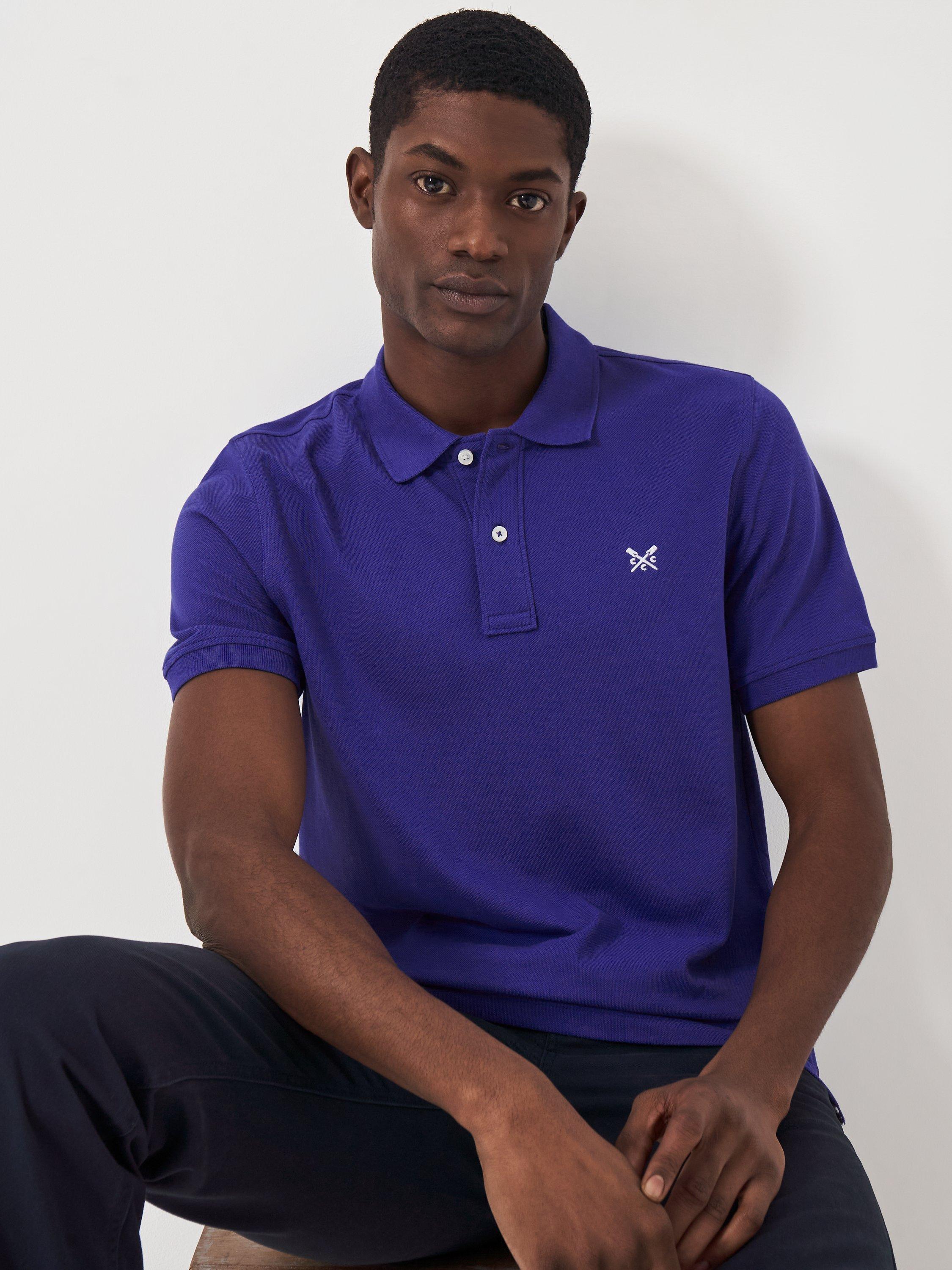 Crew Clothing Classic Pique Cotton Polo Shirt Royal Blue