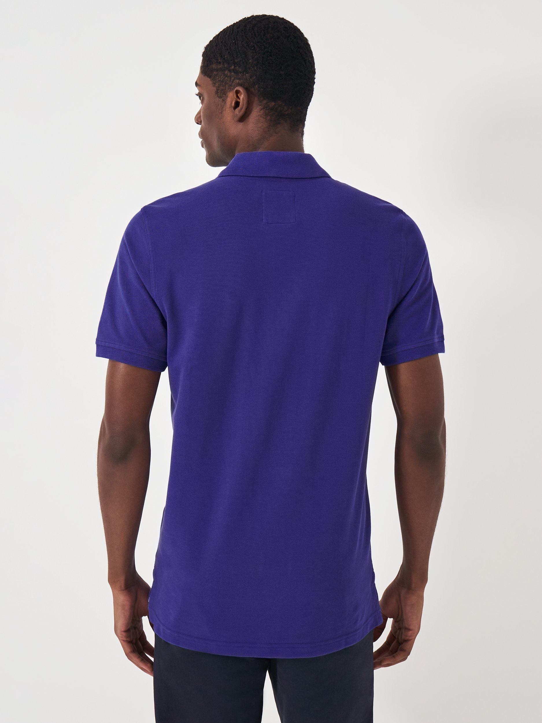 Product image 2 of 5, which shows Crew Clothing Classic Pique Cotton Polo Shirt, Royal Blue, XS