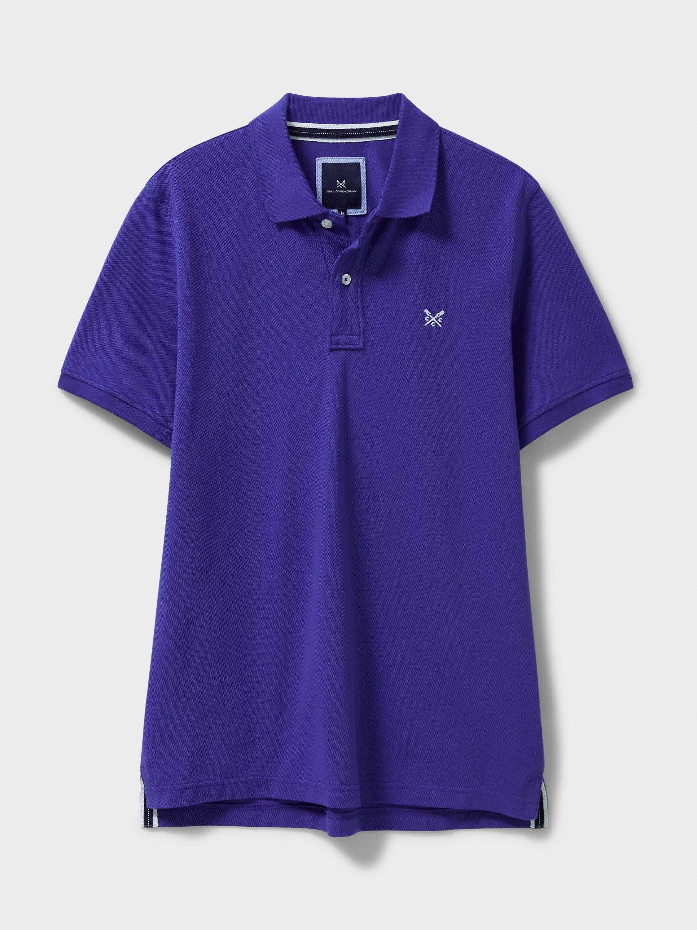 Product image 4 of 5, which shows Crew Clothing Classic Pique Cotton Polo Shirt, Royal Blue, XS