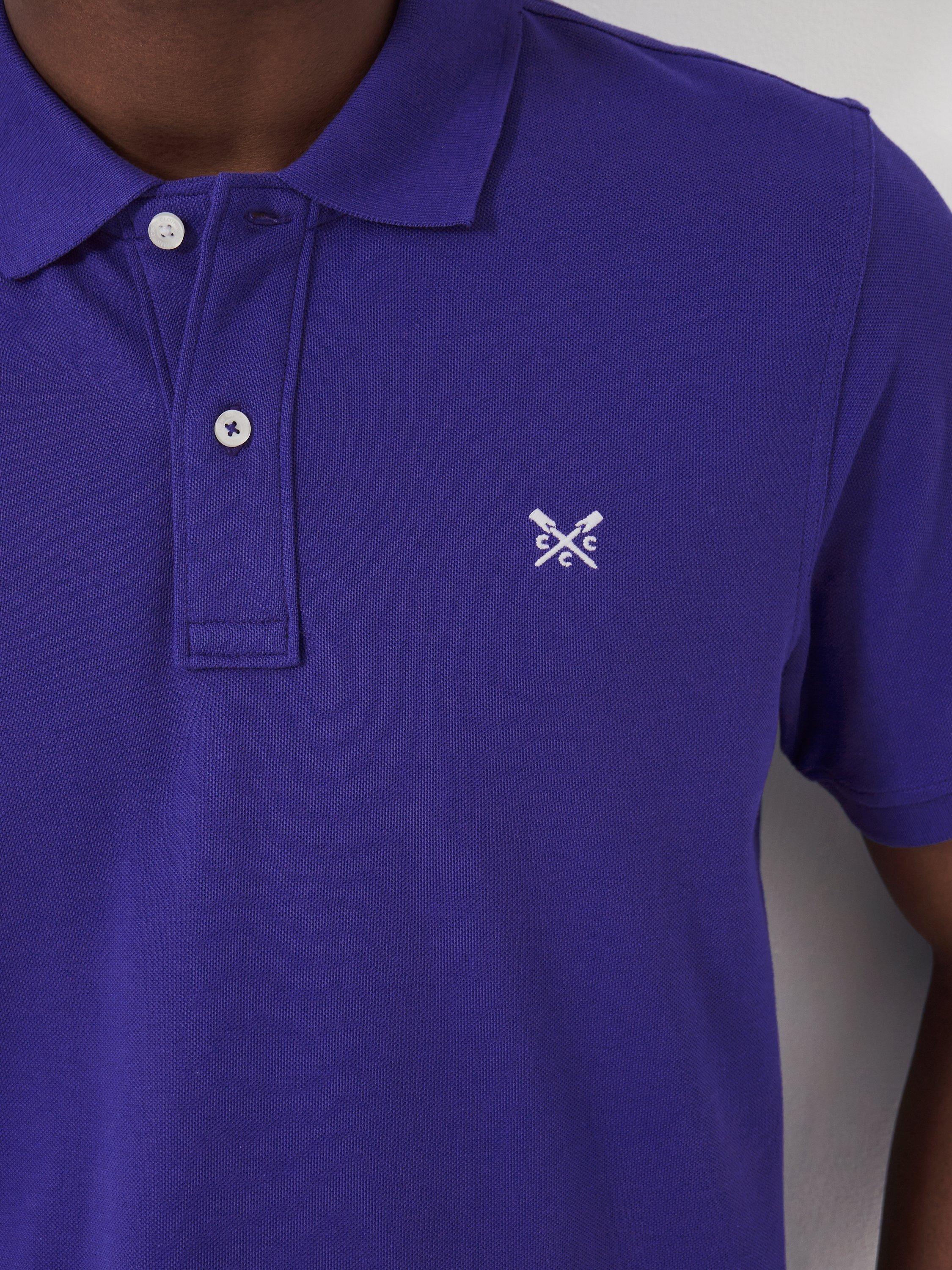 Product image 5 of 5, which shows Crew Clothing Classic Pique Cotton Polo Shirt, Royal Blue, XS