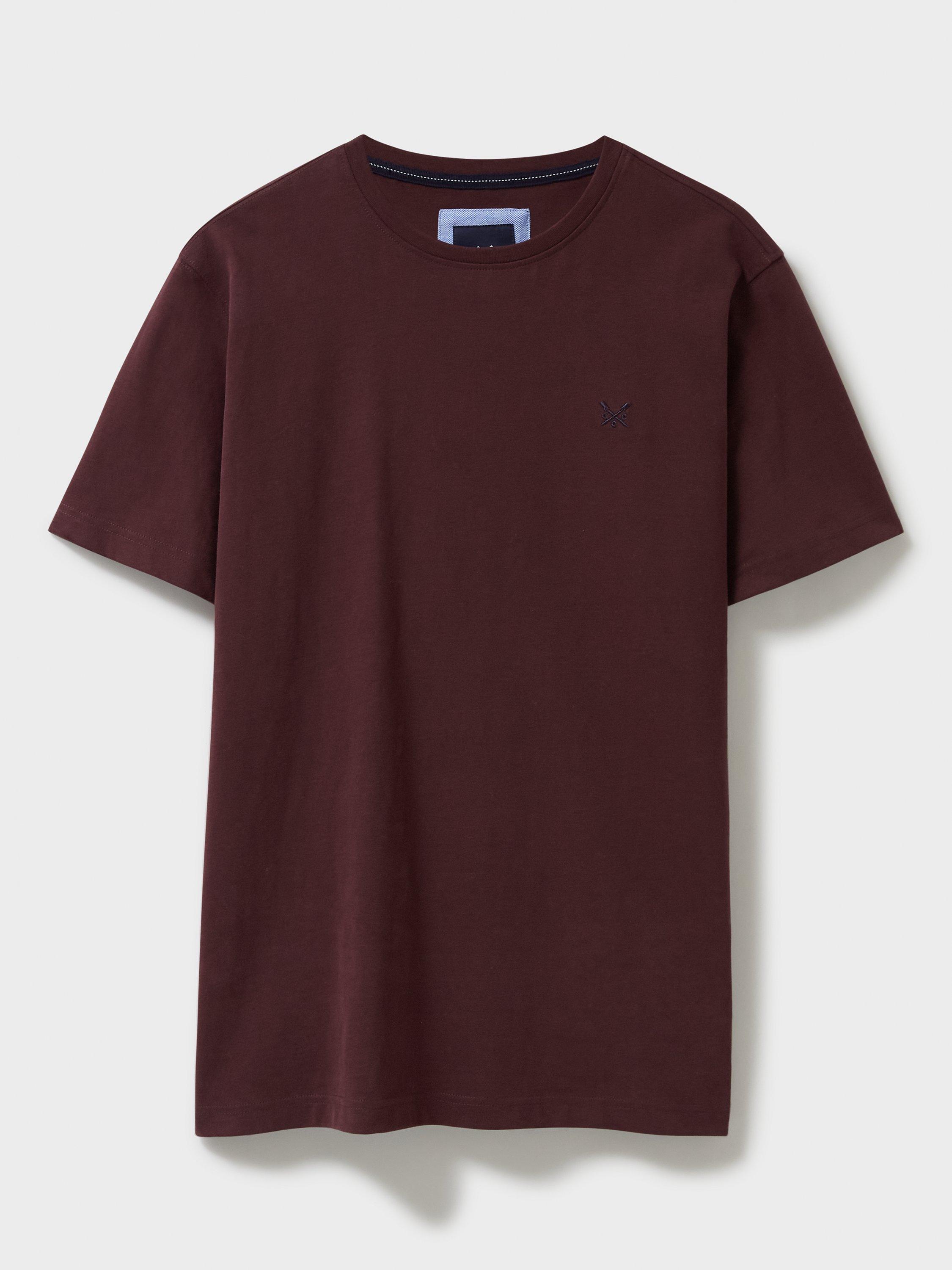 Product image 4 of 5, which shows Crew Clothing Crew Neck T-Shirt, Burgundy, XS