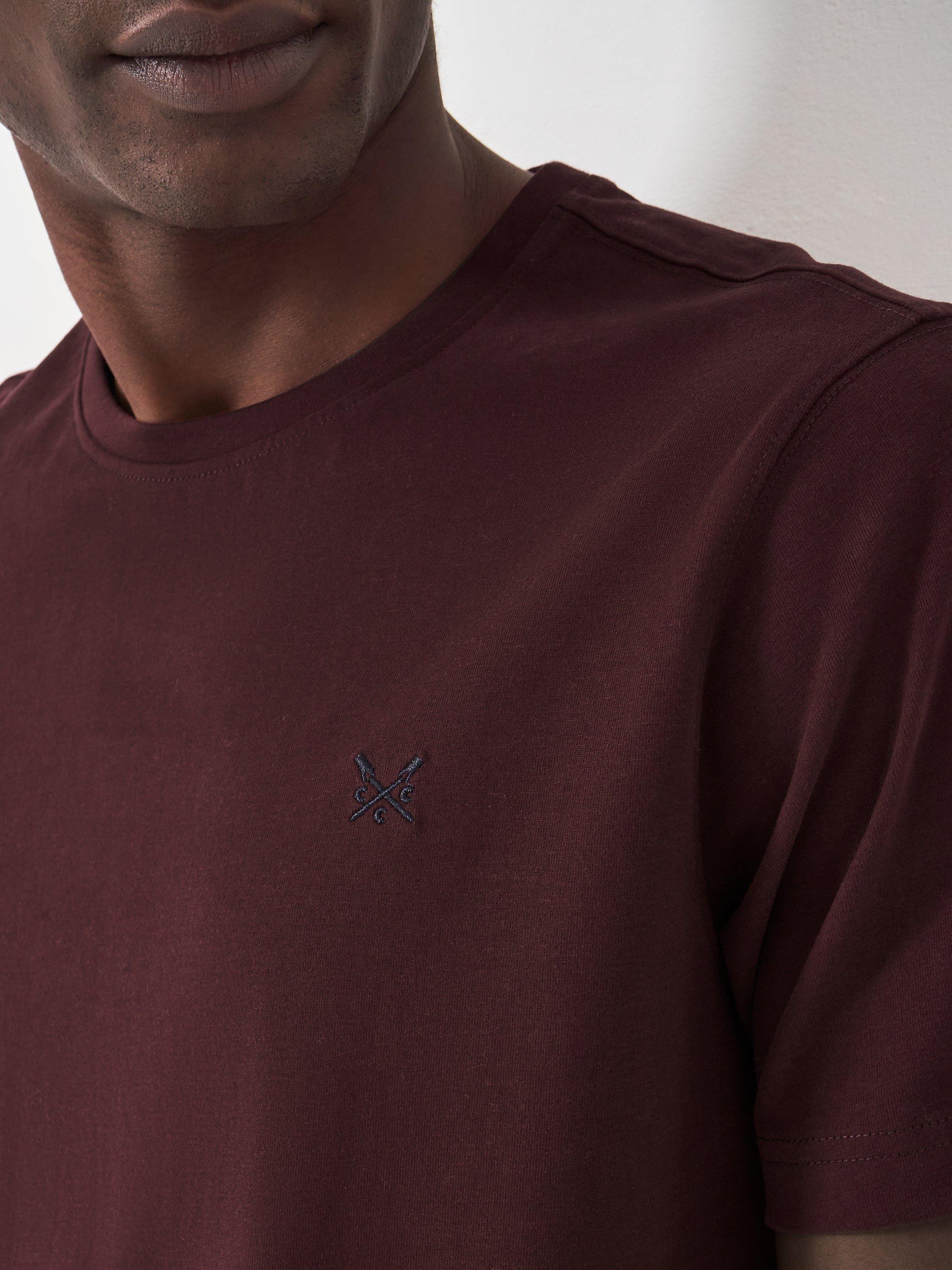 Product image 5 of 5, which shows Crew Clothing Crew Neck T-Shirt, Burgundy, XS