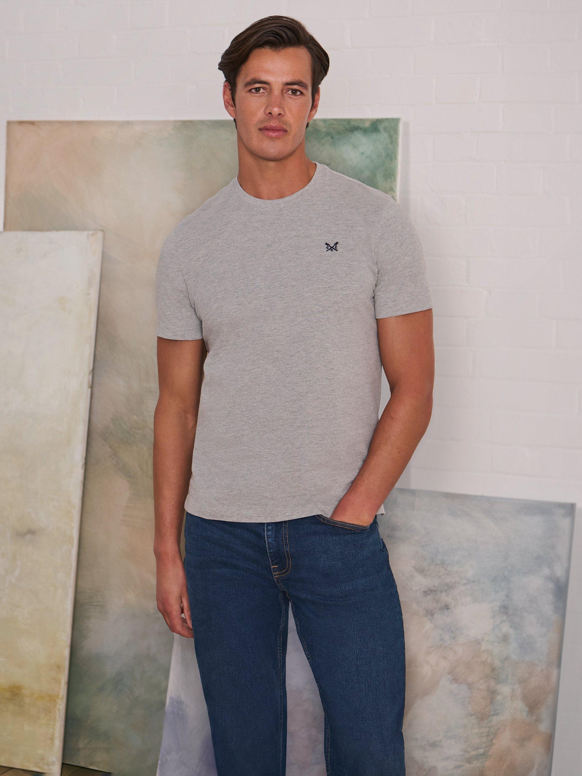 Product image 1 of 6, which shows Crew Clothing Crew Neck T-Shirt, Graphite Grey, XS