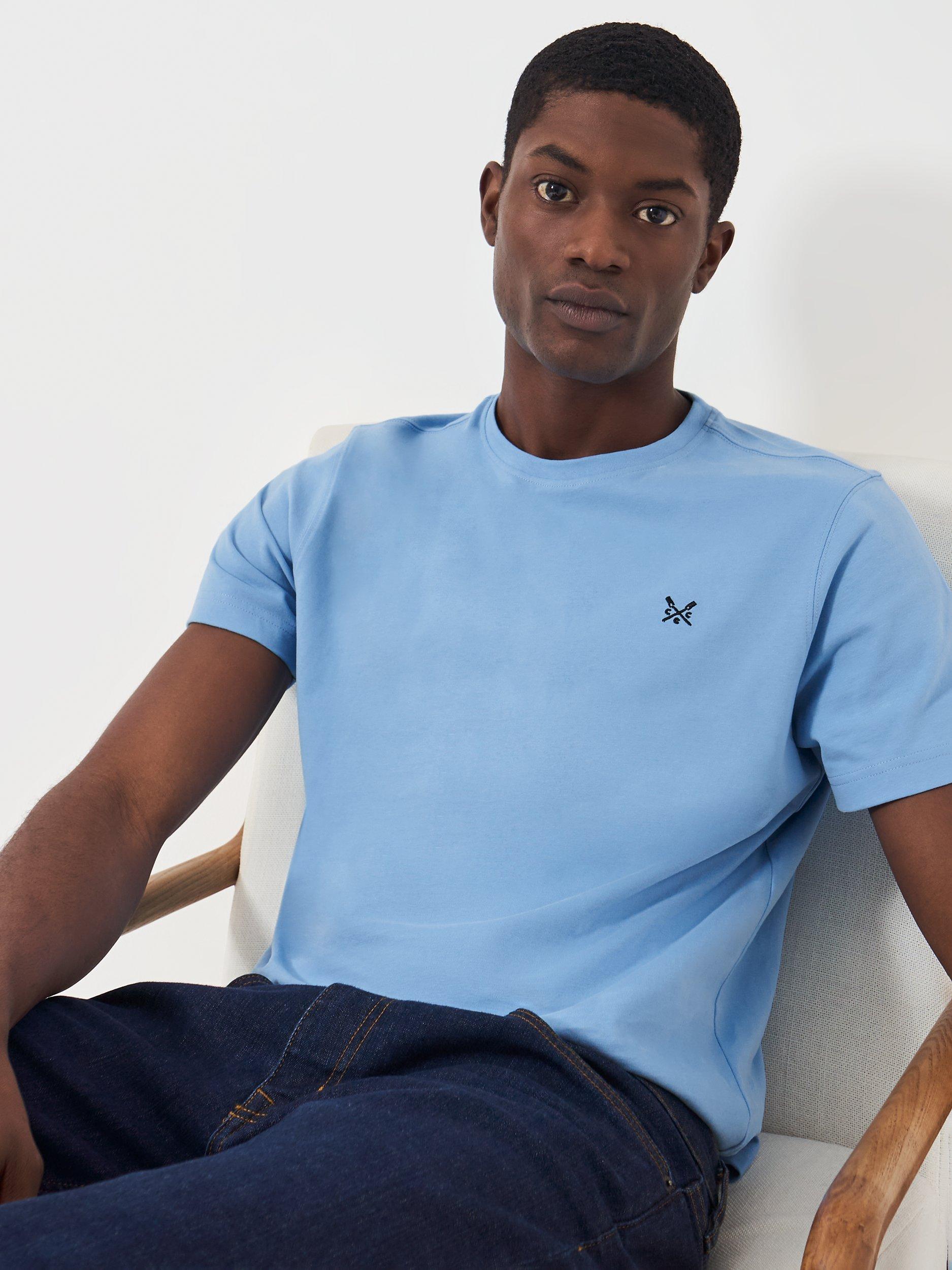 Product image 1 of 5, which shows Crew Clothing Crew Neck T-Shirt, Sky Blue, XS