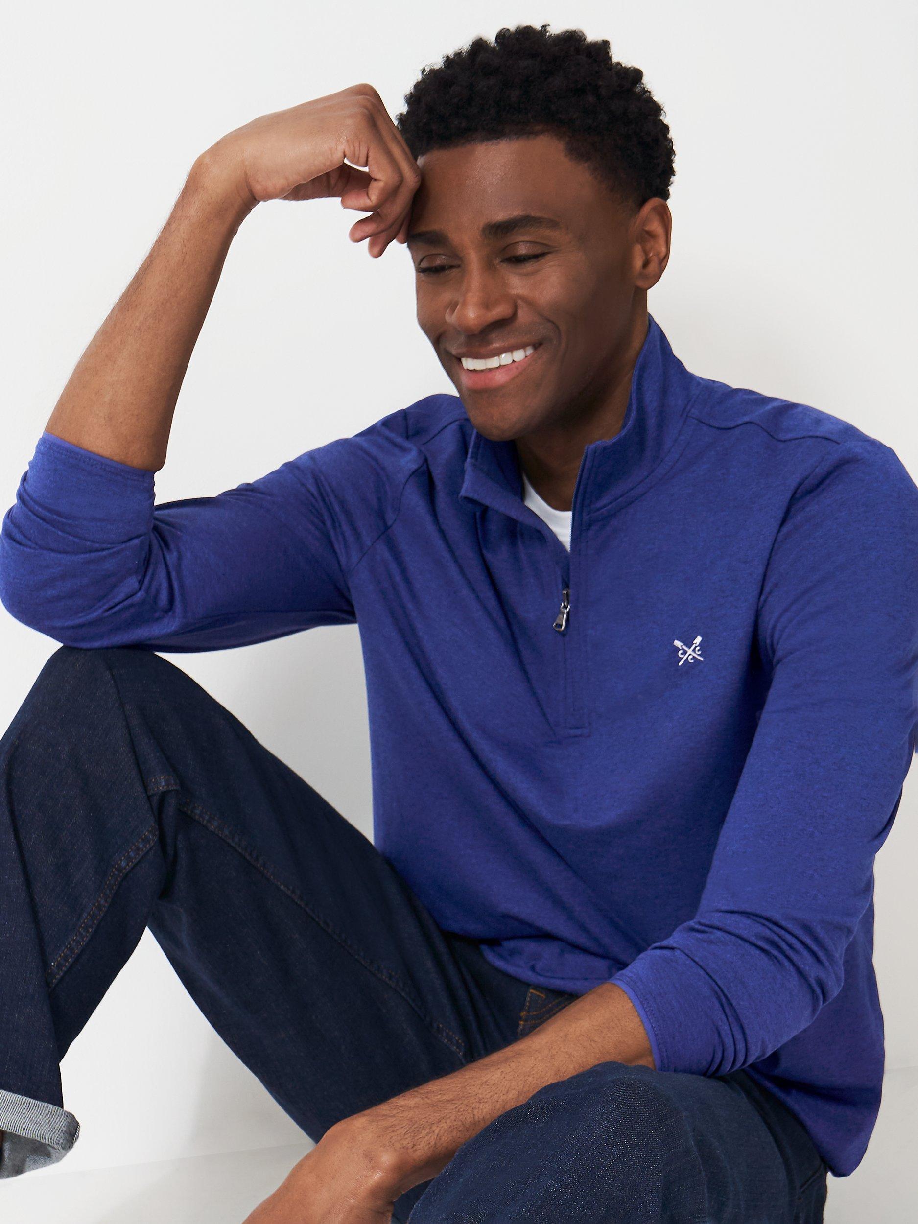 Crew Clothing Westworth Half Zip Base Layer Top, Midnight Blue
