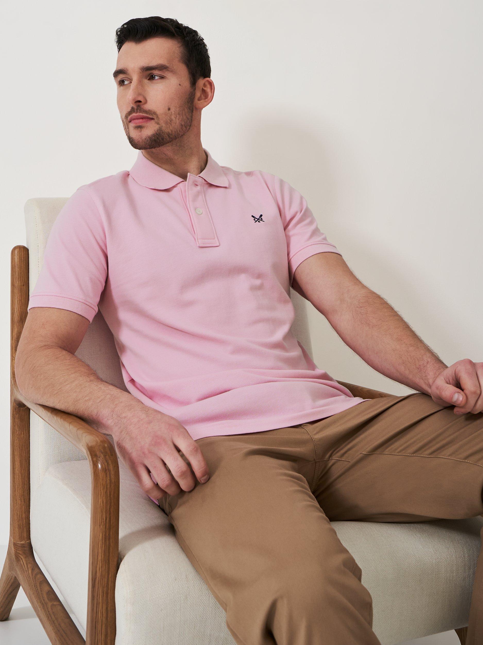 Crew Clothing Classic Pique Cotton Polo Shirt, Pastel Pink, S