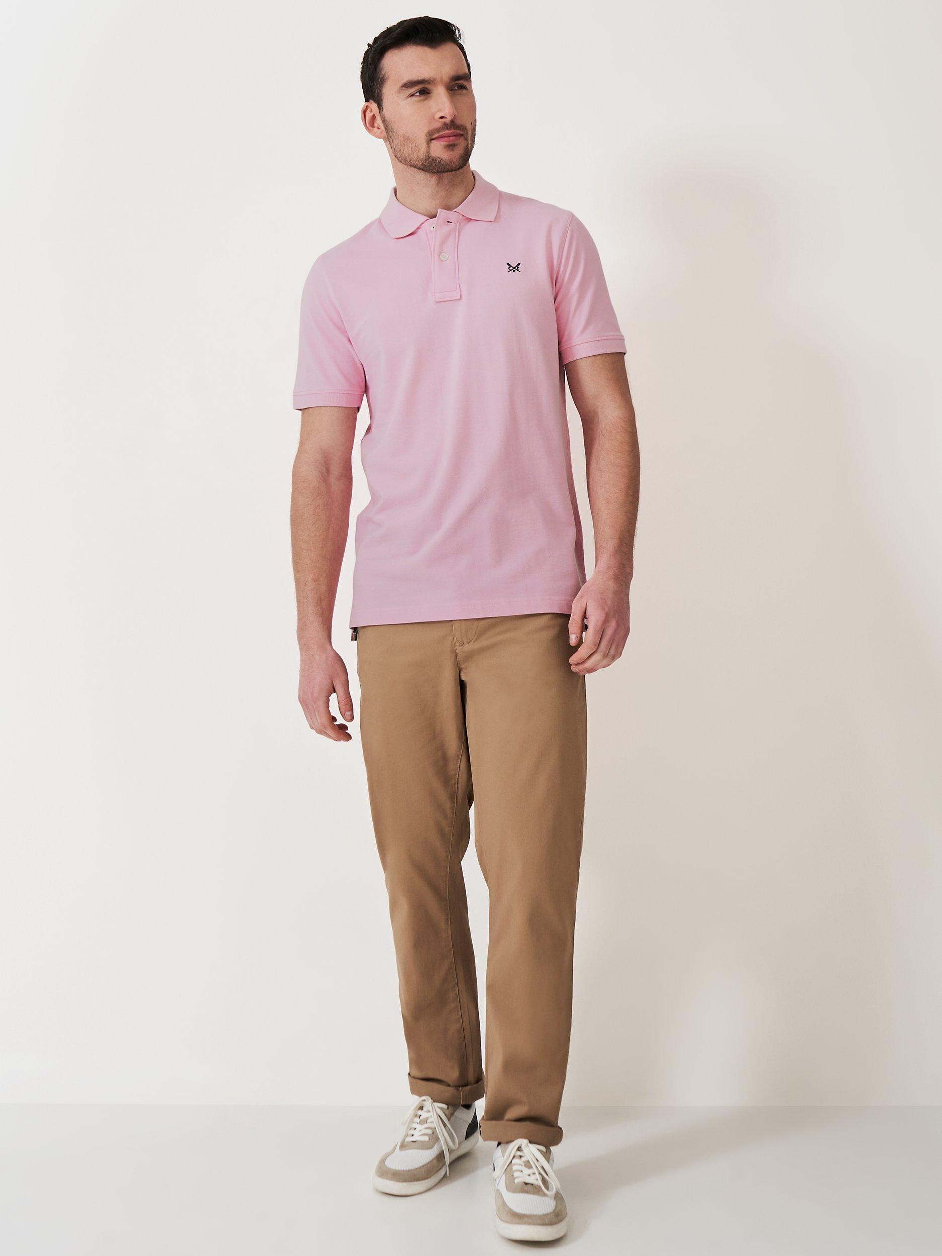 Crew Clothing Classic Pique Cotton Polo Shirt, Pastel Pink, S