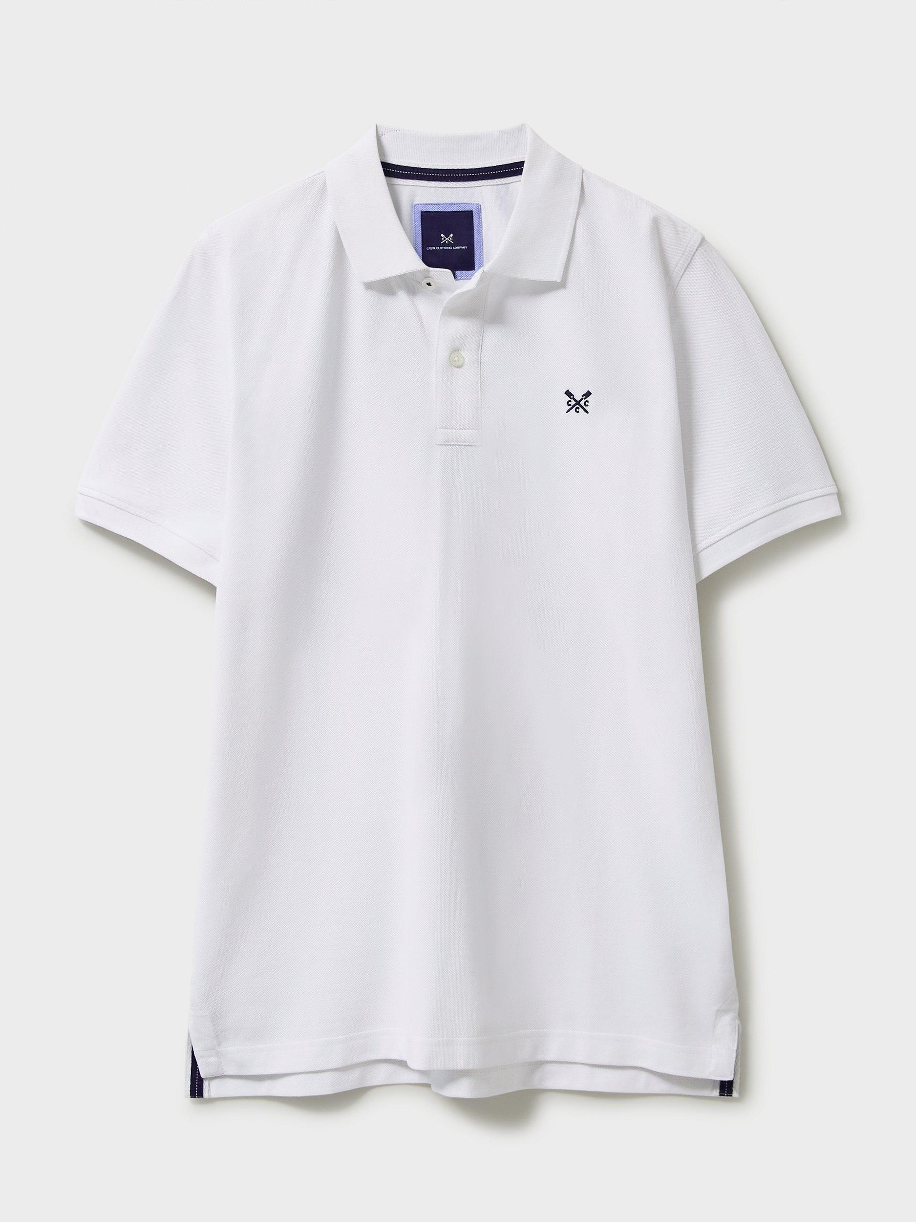 Crew Clothing Classic Pique Cotton Polo Shirt, White, XS