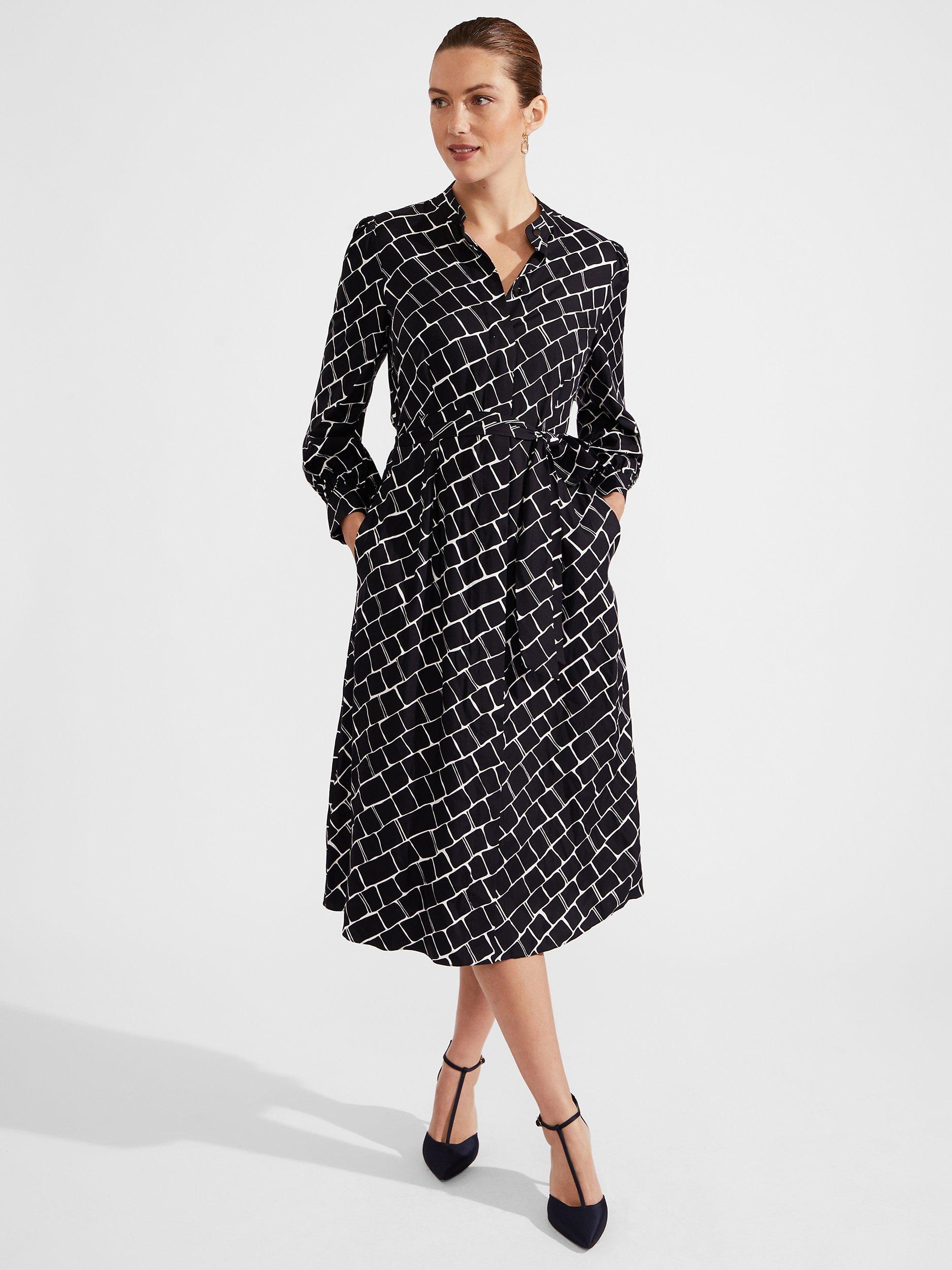 Hobbs Petite Kalani Midi Dress, Navy/Ivory