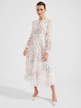 Hobbs Skye Silk Midi Dress, Ivory/Multi