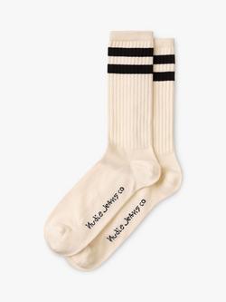 Nudie Jeans Amundsson Socks, White/Navy, White/Navy