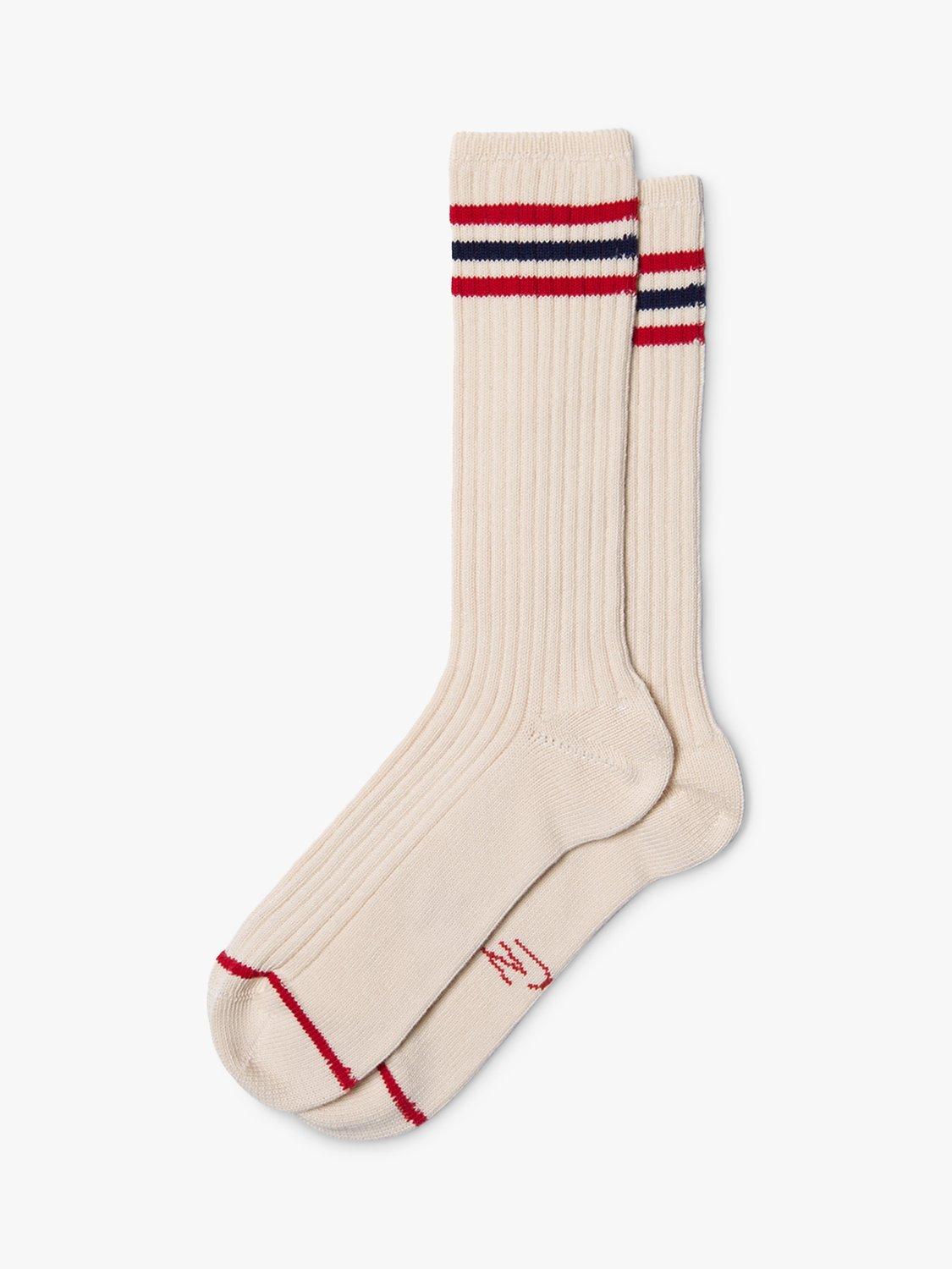 Nudie Jeans Tennis Socks, White/Red