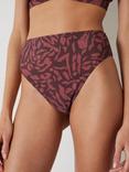 HUSH Harper Animal Print High Waist Bikini Bottoms, Brown