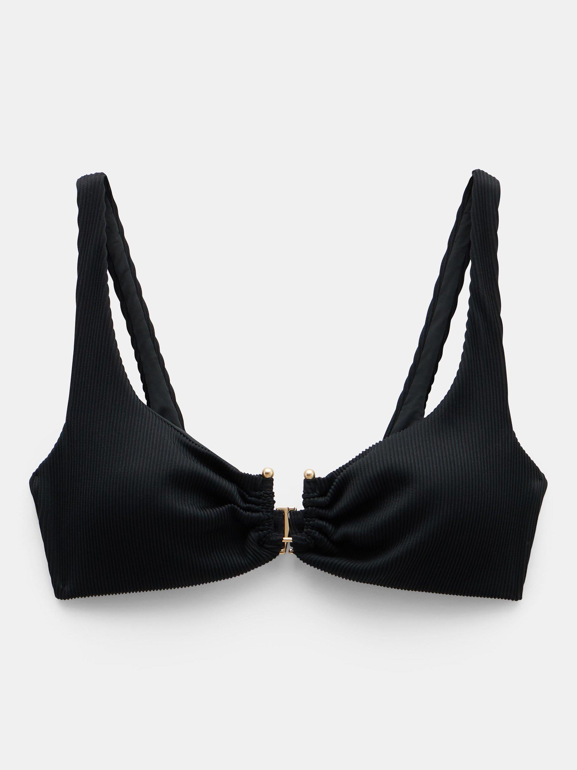 Product image 5 of 6, which shows HUSH Chloe Rib Bikini Top, Black, 10