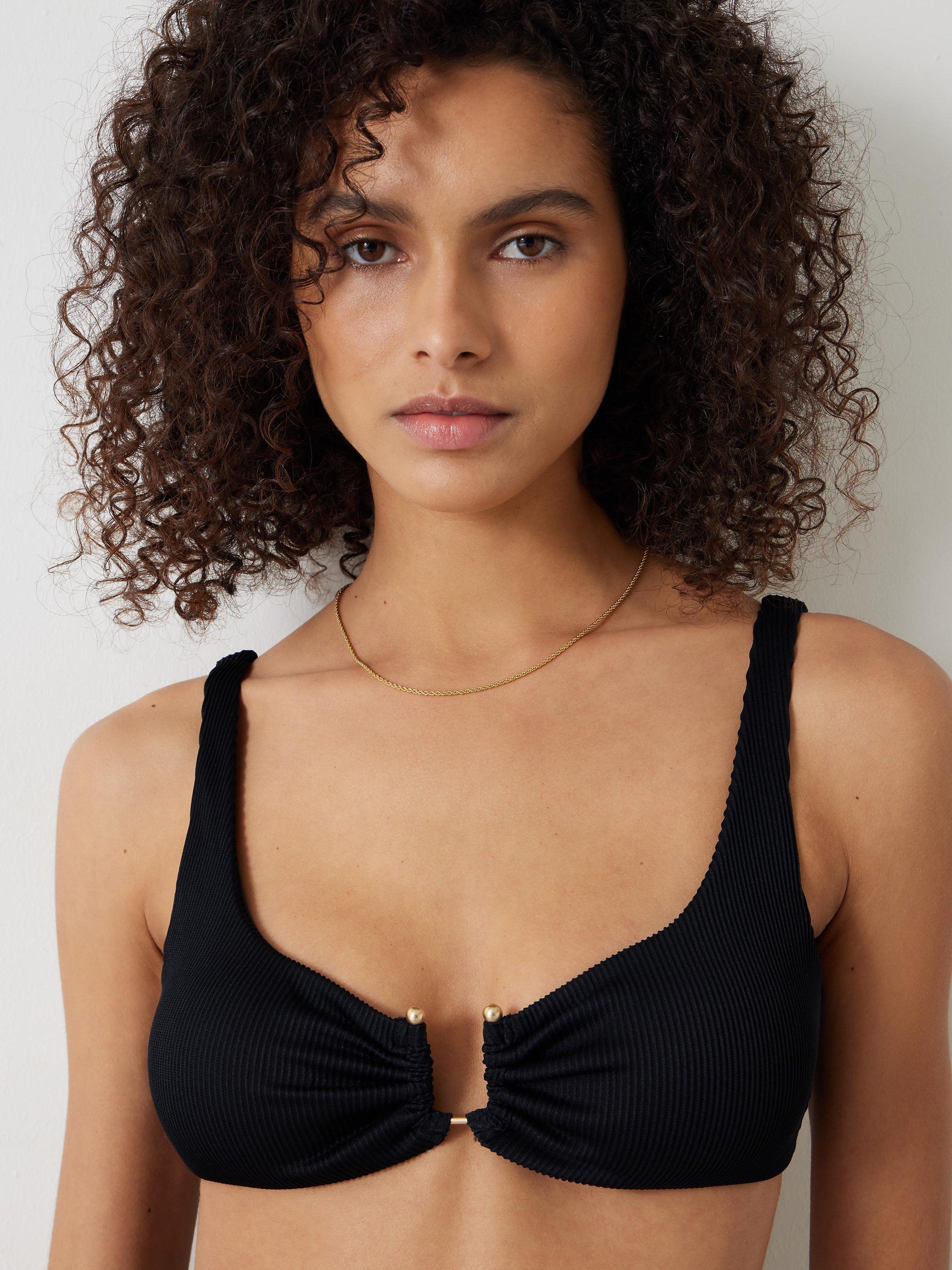 Product image 6 of 6, which shows HUSH Chloe Rib Bikini Top, Black, 10