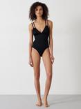 HUSH Dina Double Strap Ribbed Swimsuit, Black